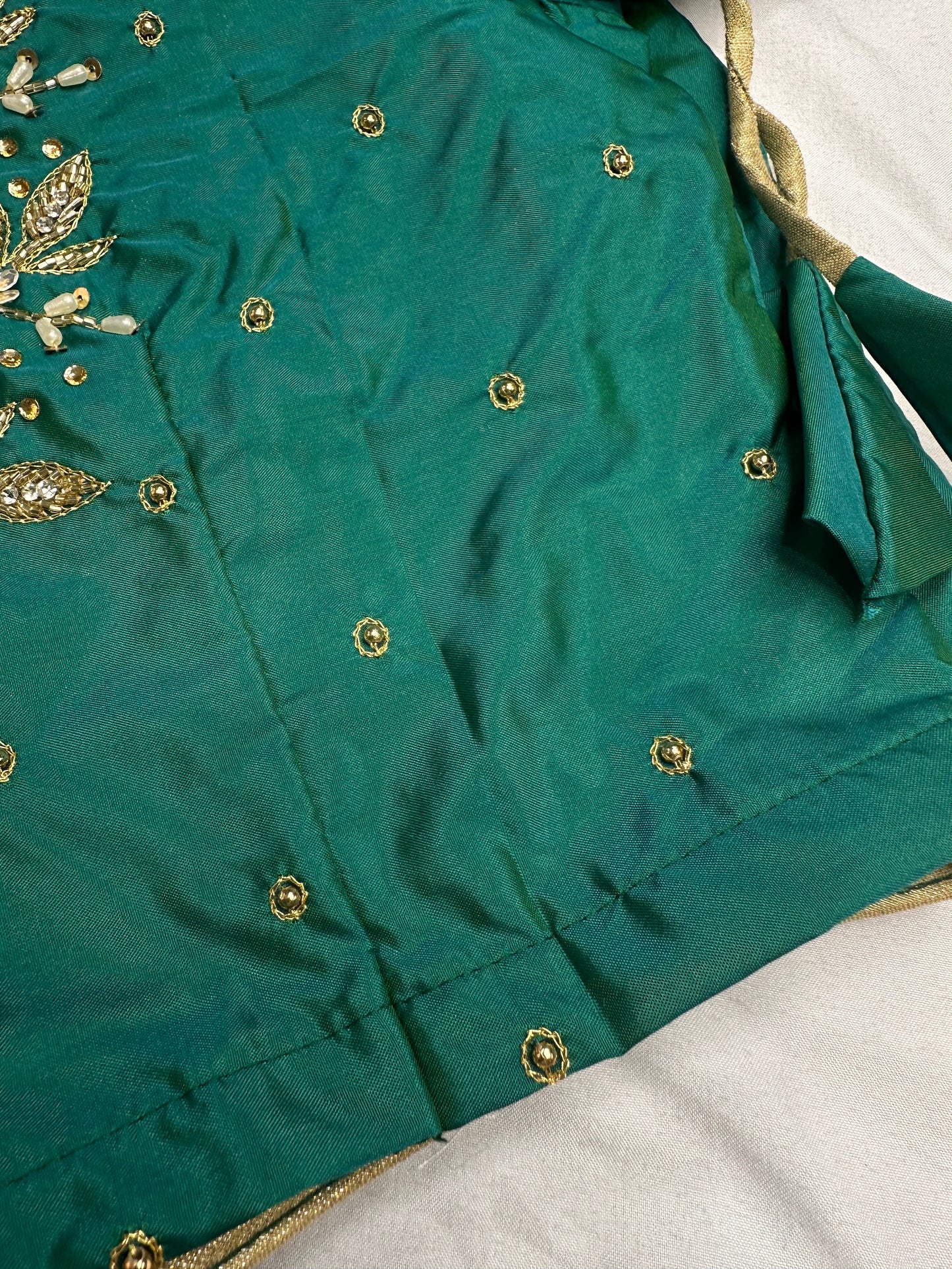 Pearl Maggam Teal Green Blouse