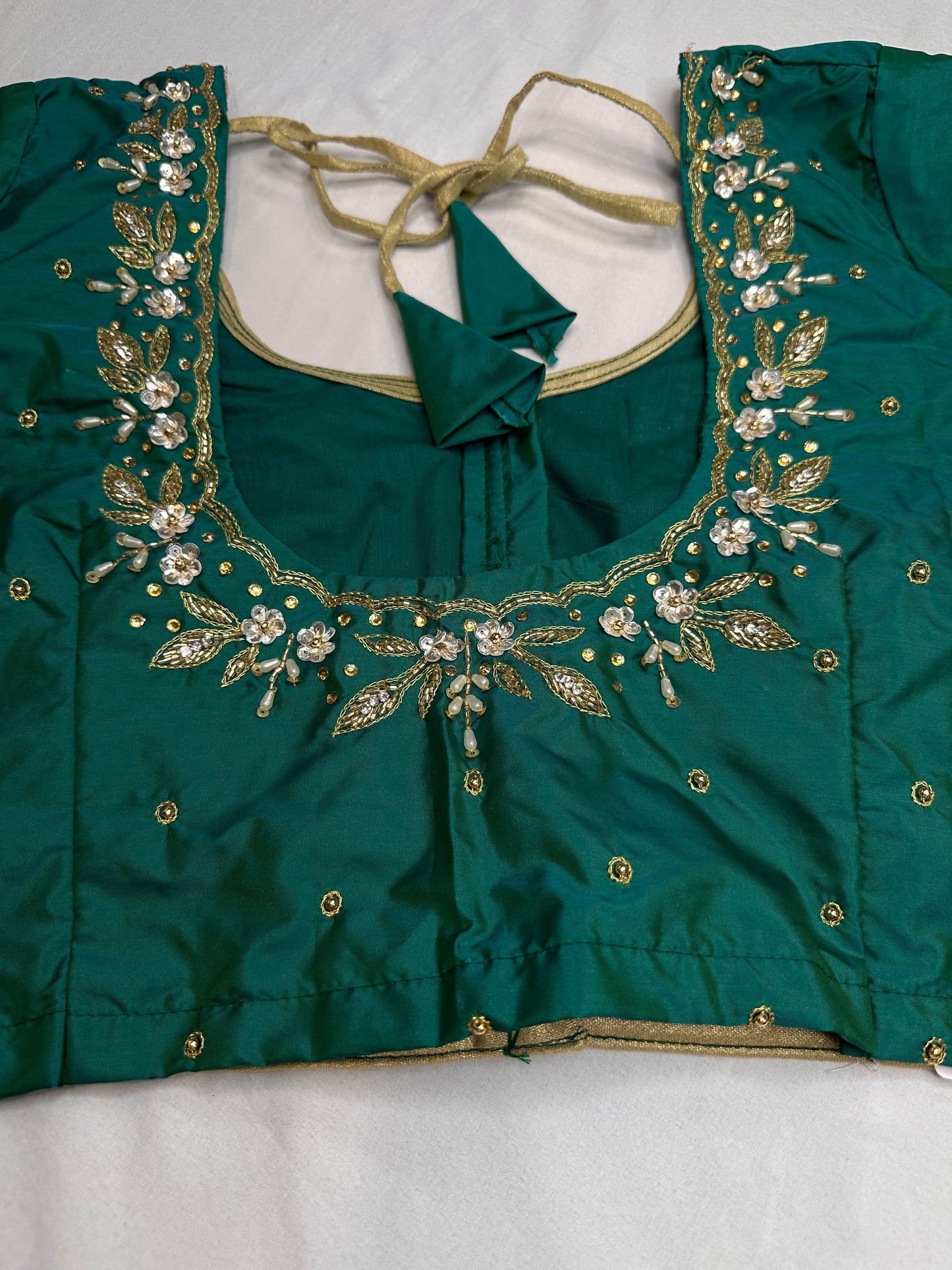 Pearl Maggam Teal Green Blouse
