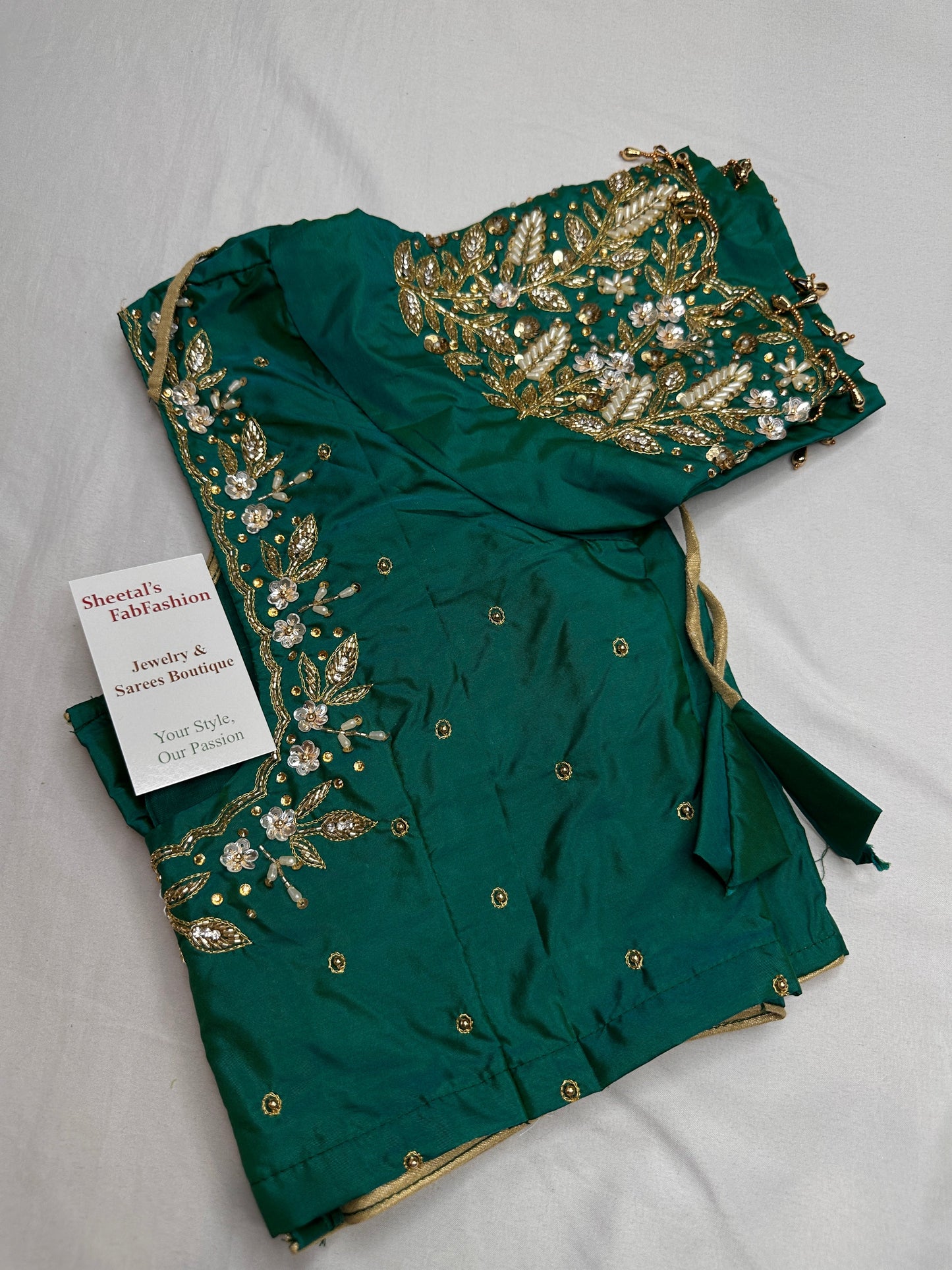Pearl Maggam Teal Green Blouse