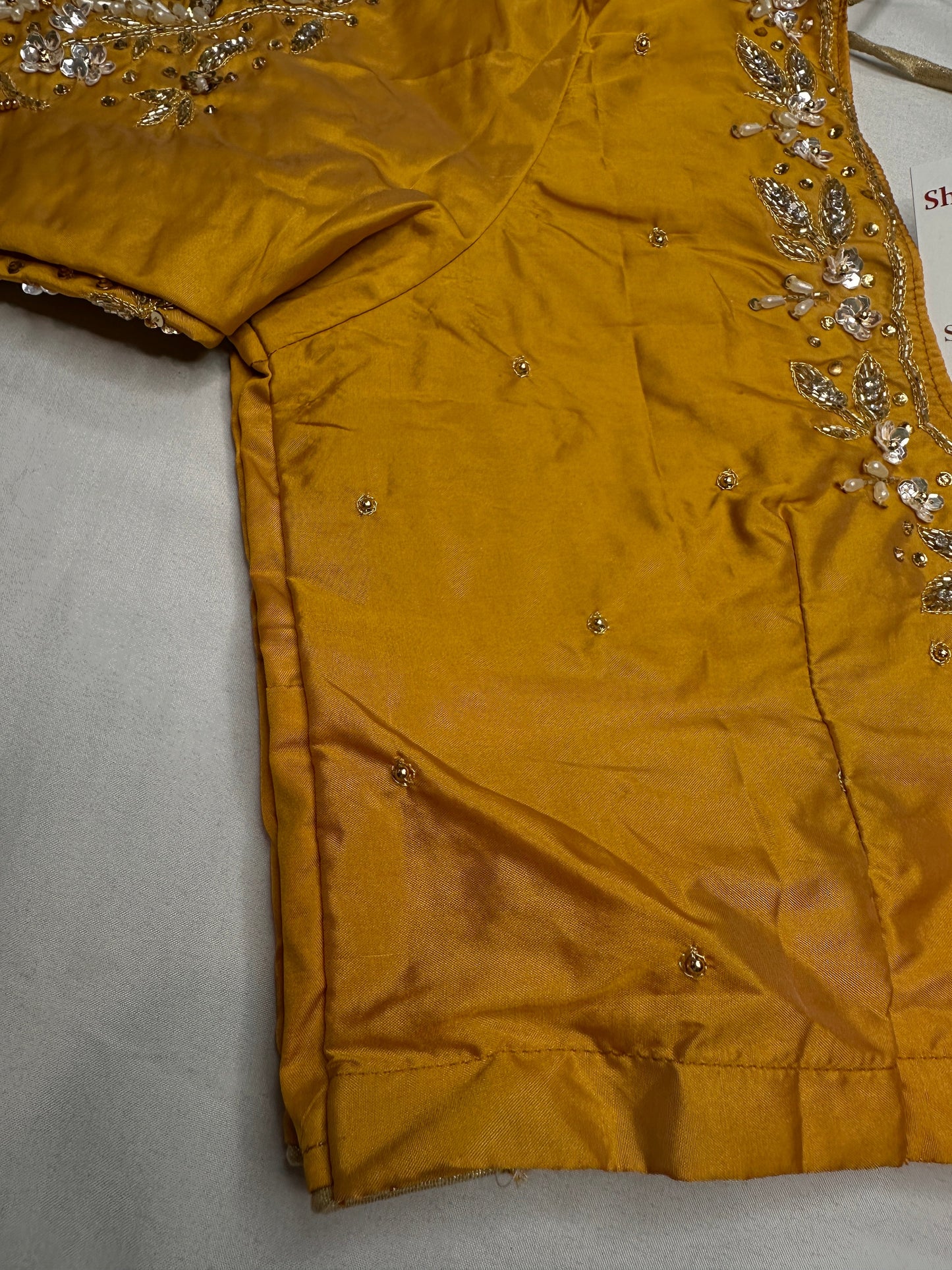 Kardana Gold Yellow Pearls Maggam Blouse