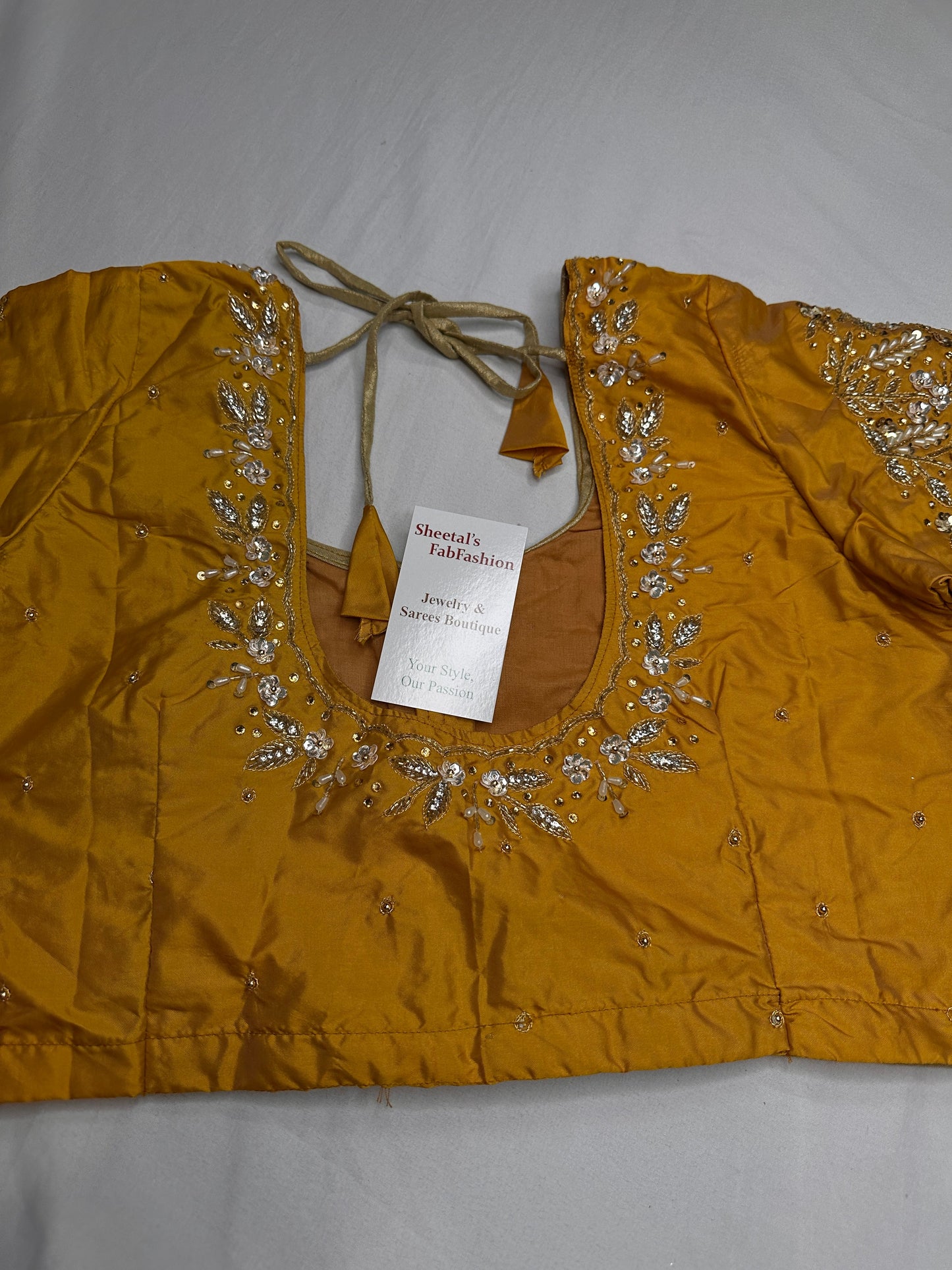 Kardana Gold Yellow Pearls Maggam Blouse