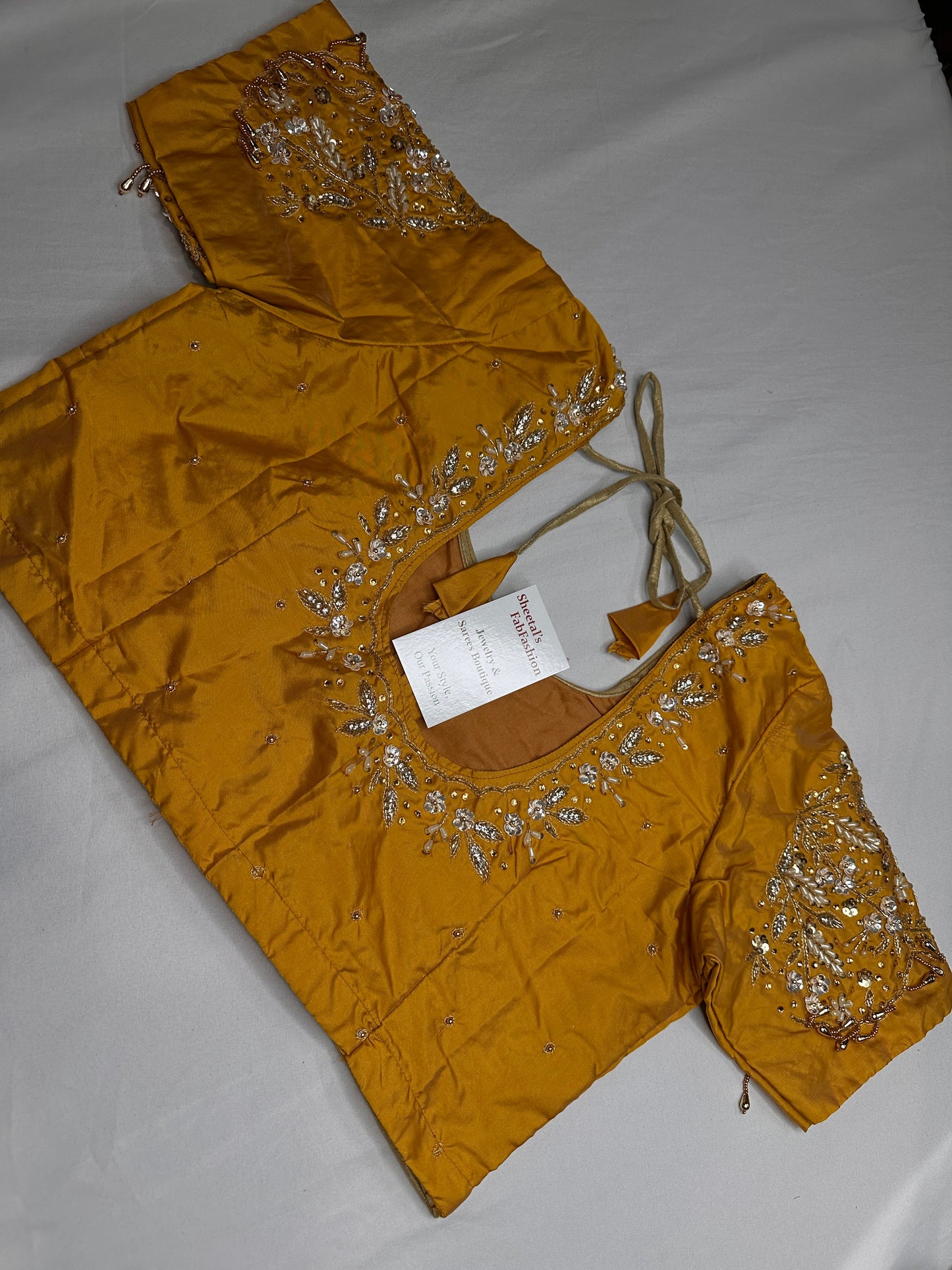 Kardana Gold Yellow Pearls Maggam Blouse