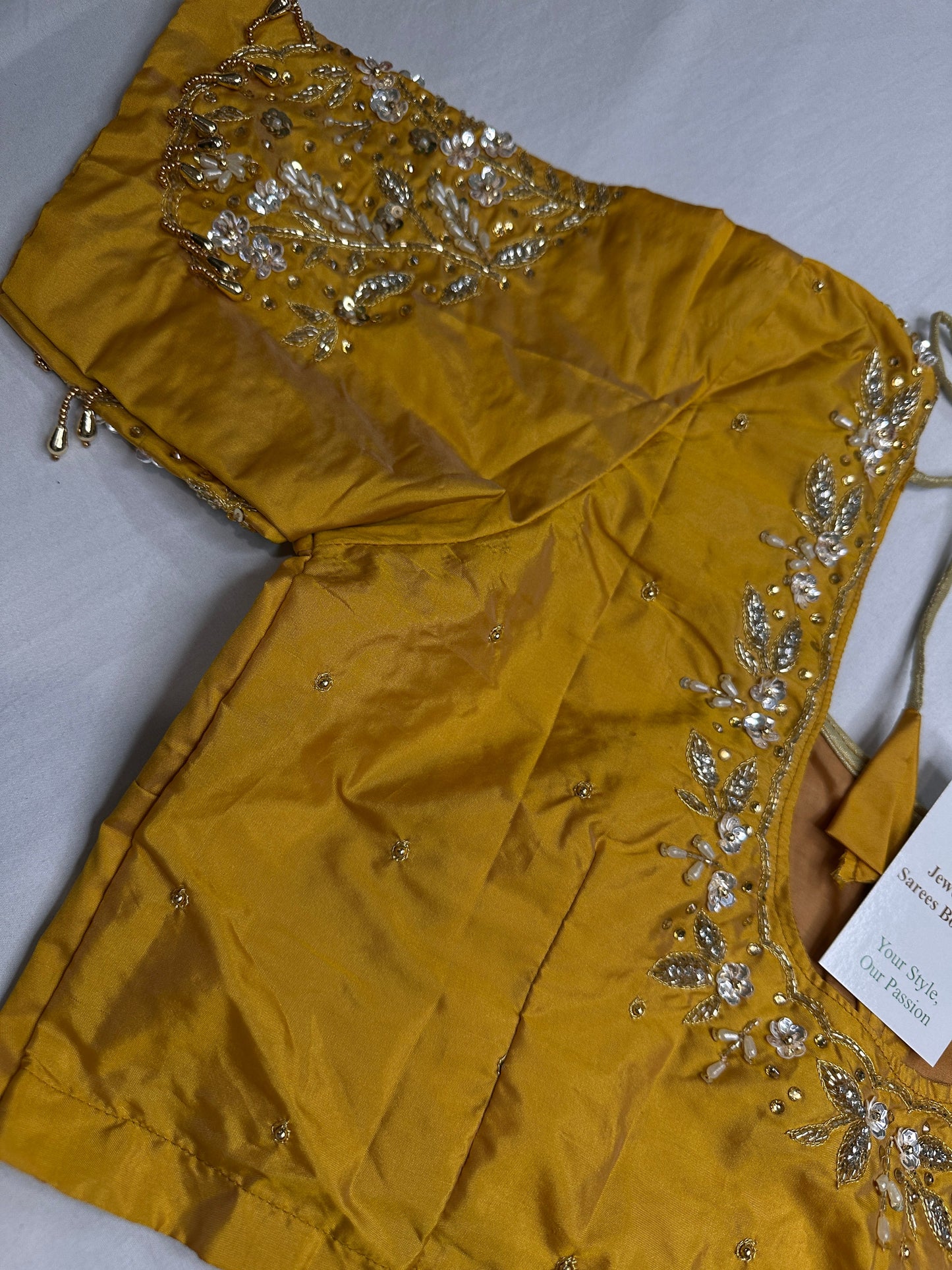 Kardana Gold Yellow Pearls Maggam Blouse