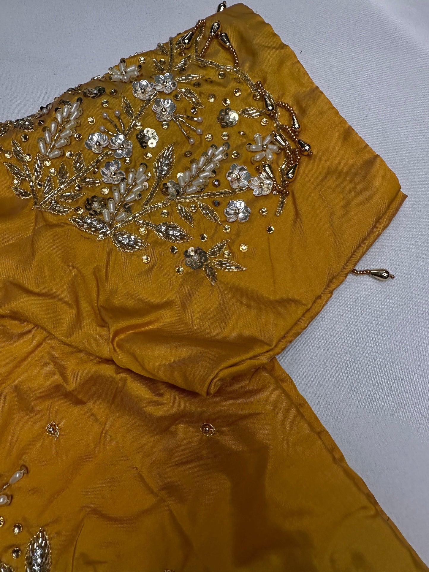 Kardana Gold Yellow Pearls Maggam Blouse