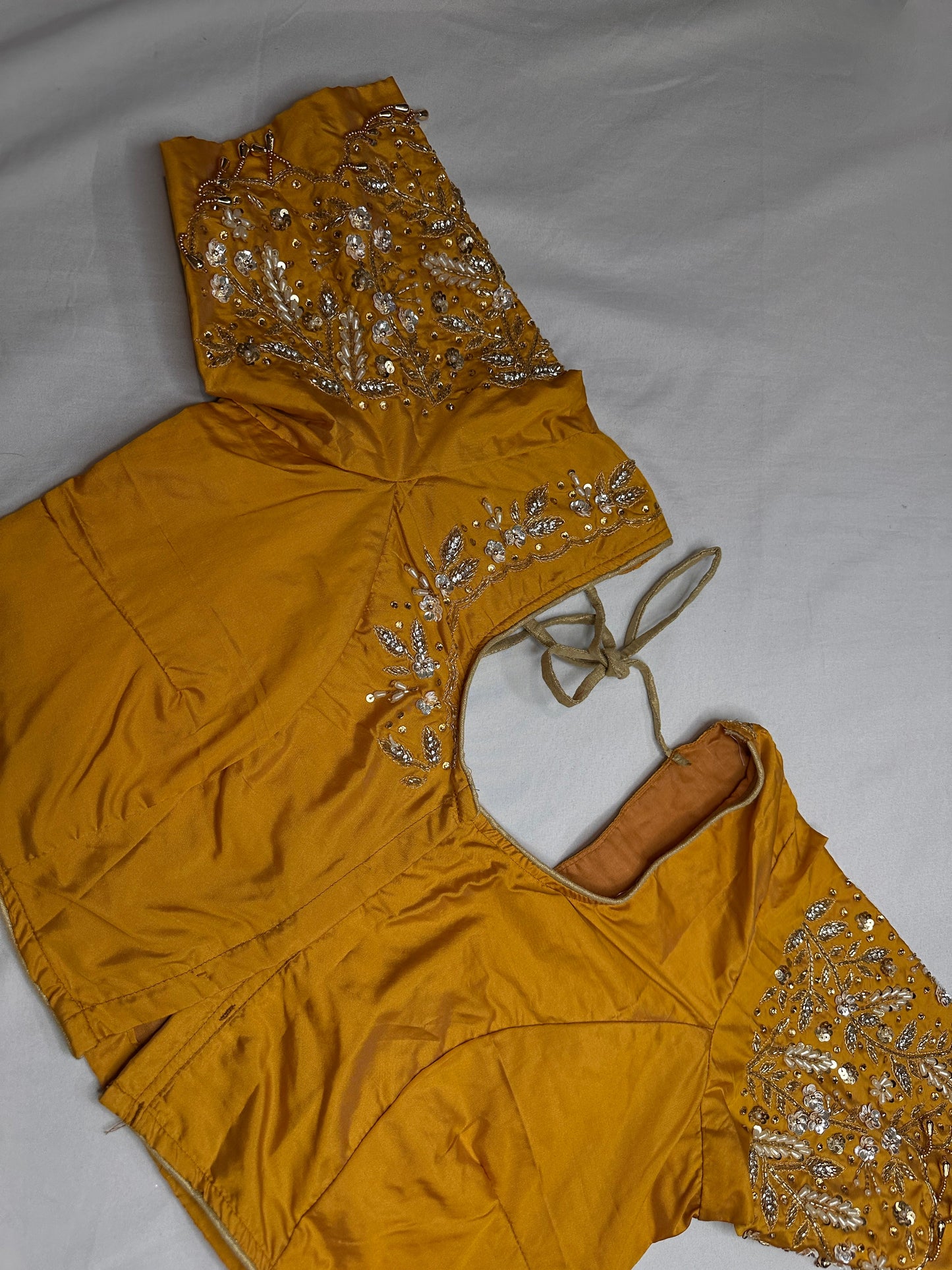Kardana Gold Yellow Pearls Maggam Blouse