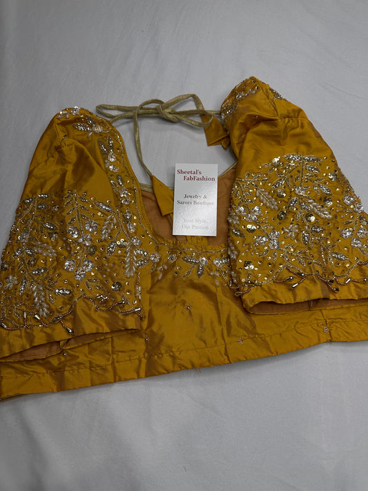 Kardana Gold Yellow Pearls Maggam Blouse