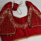 Kardana Red Maggam Pearl Work Blouse