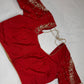 Kardana Red Maggam Pearl Work Blouse