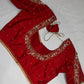 Kardana Red Maggam Pearl Work Blouse