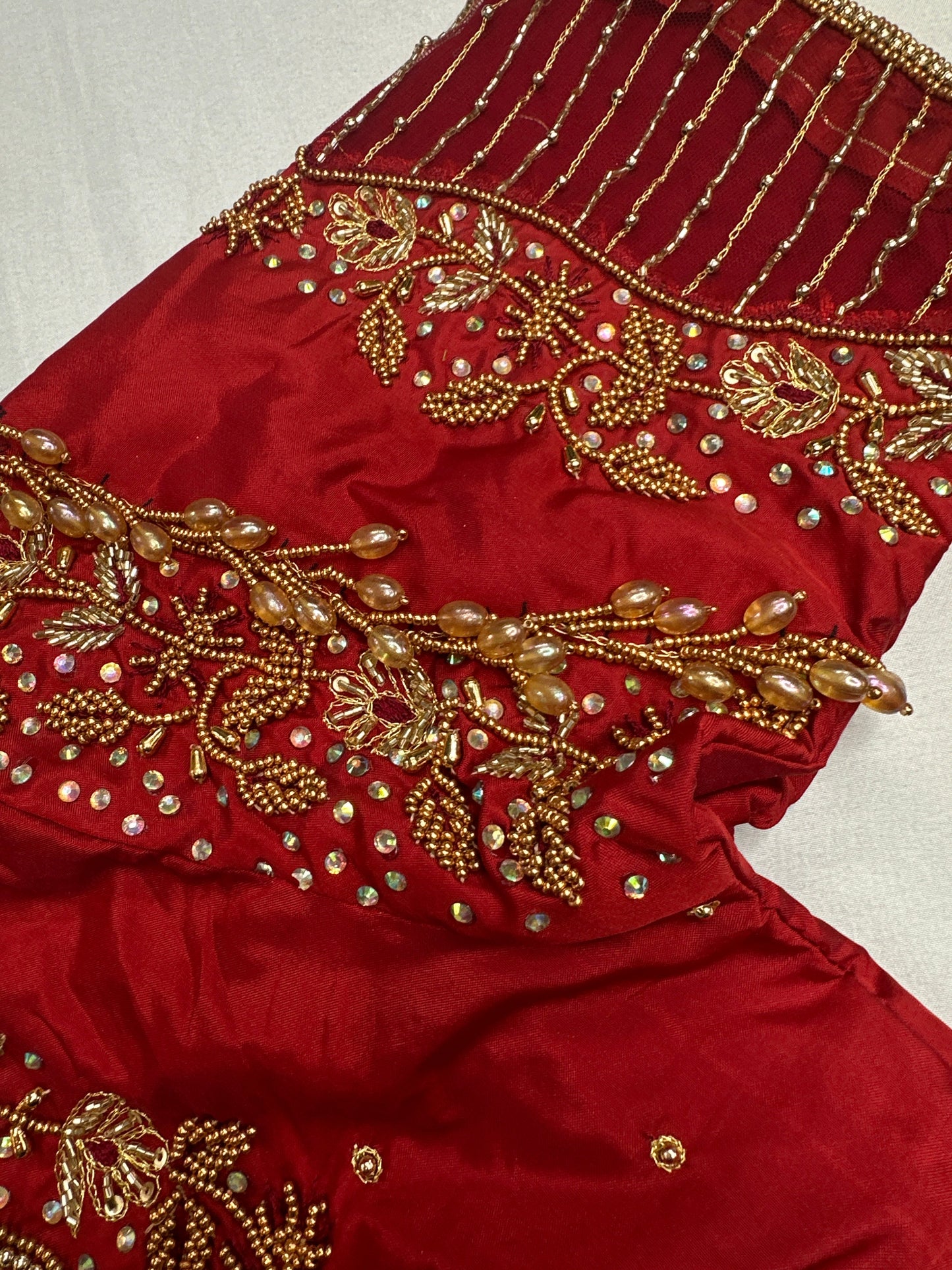 Kardana Red Color  Maggam Blouse