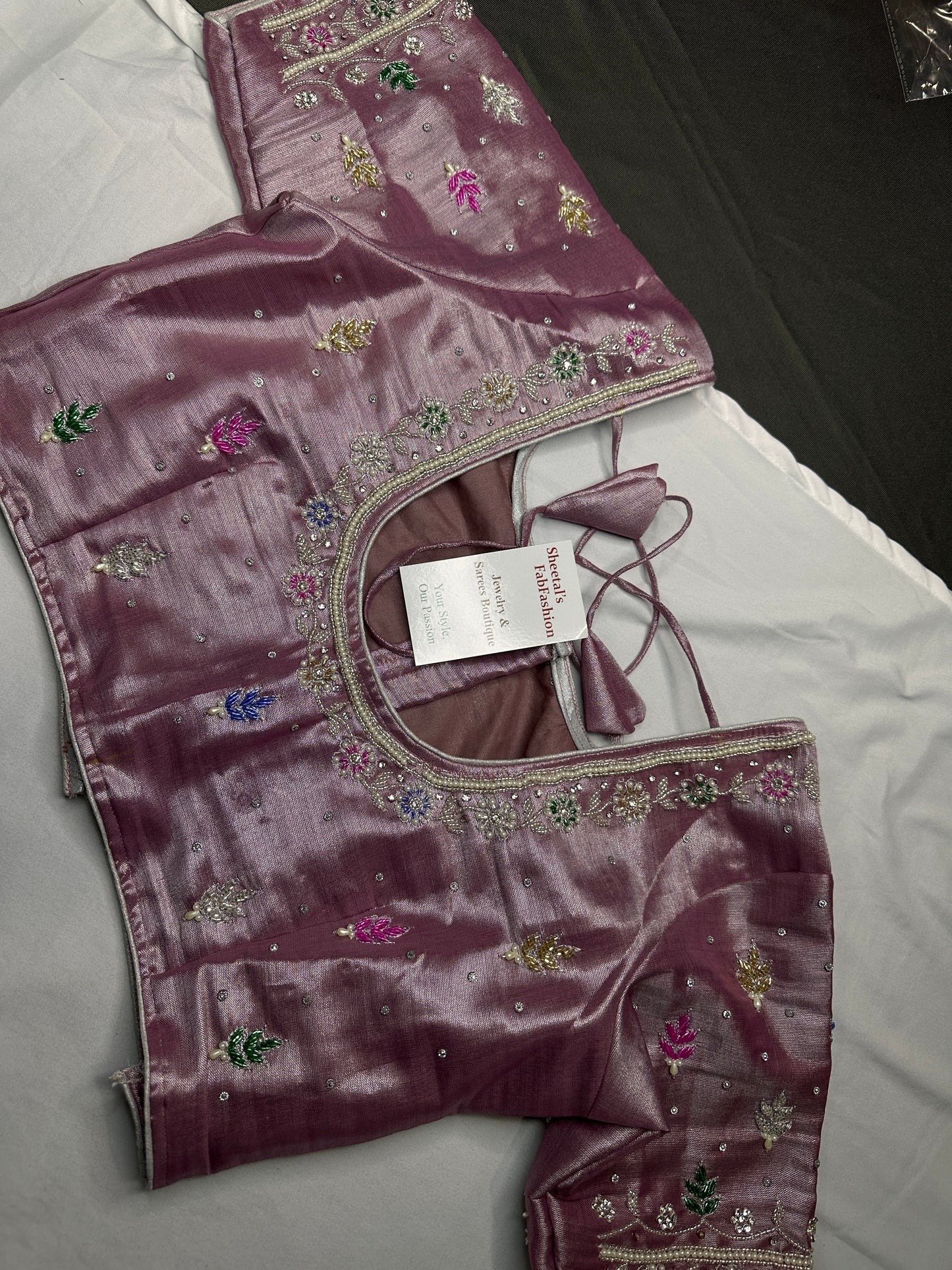 Tissue Mavve Purple Multi Color Maggam Blouse