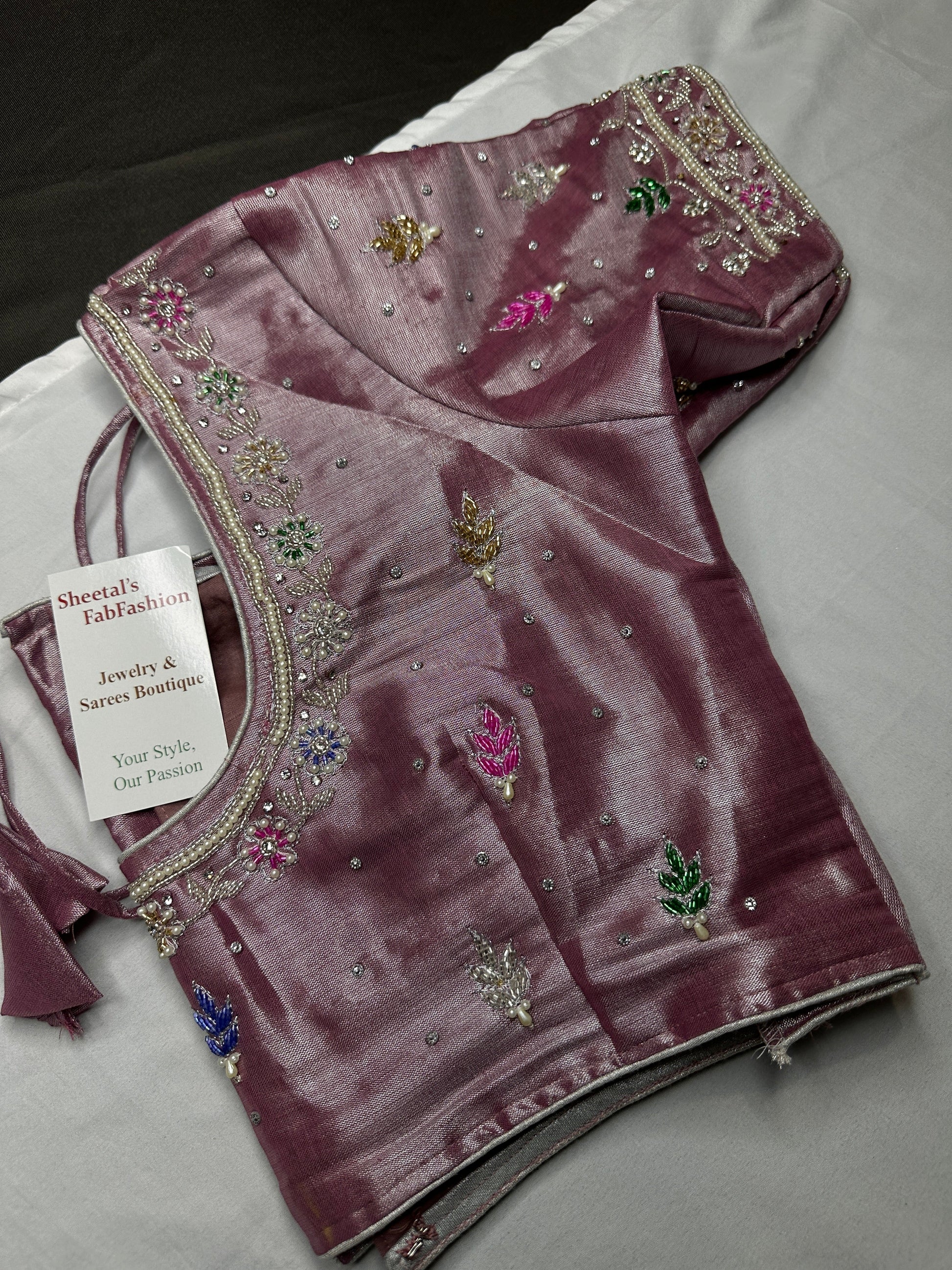 Tissue Mavve Purple Multi Color Maggam Blouse