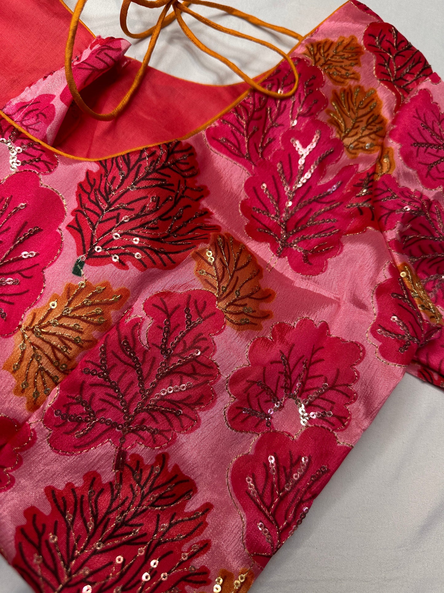 Pink Tissue  Kalamkari Sequence Blouse