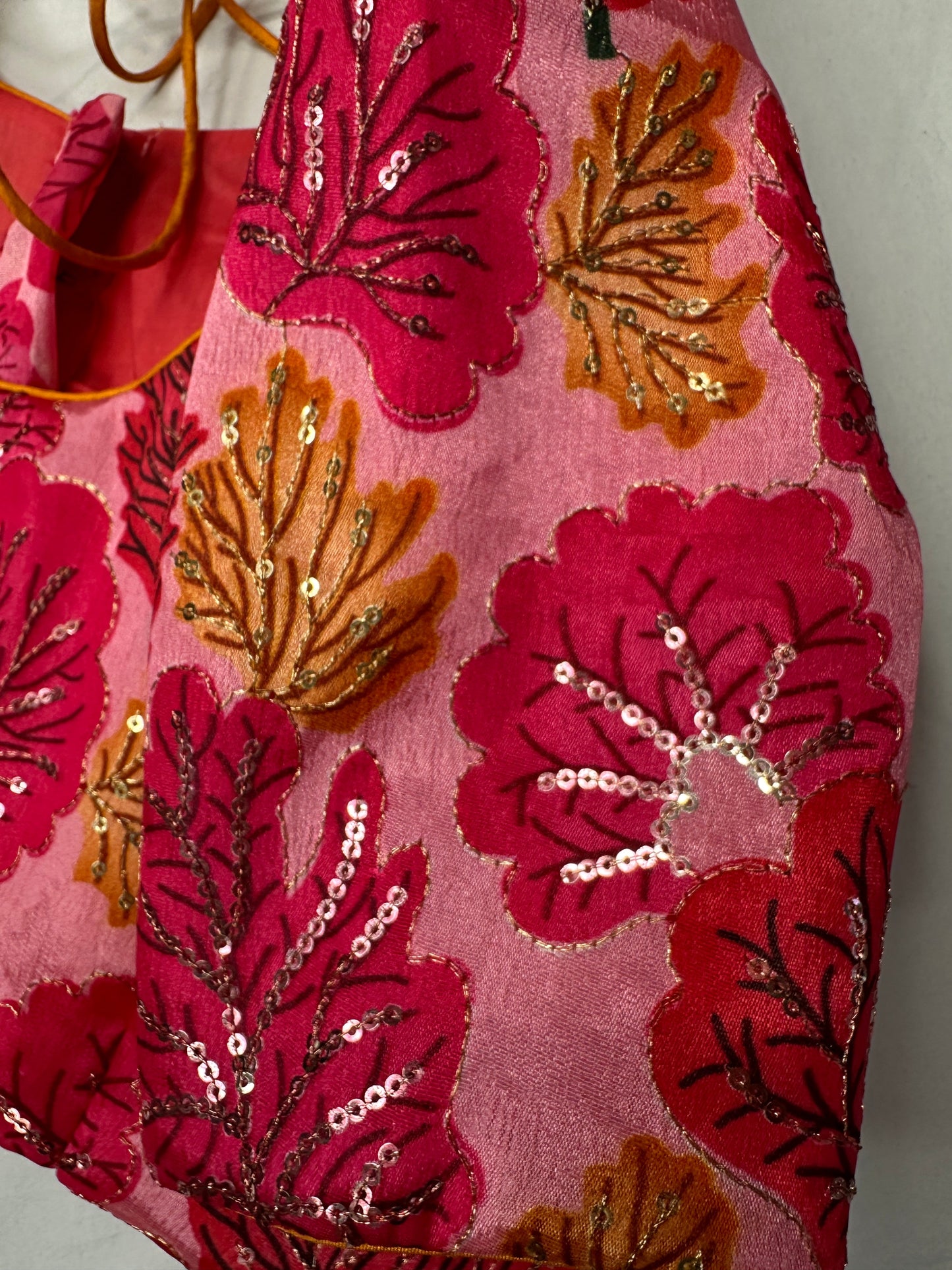 Pink Tissue  Kalamkari Sequence Blouse