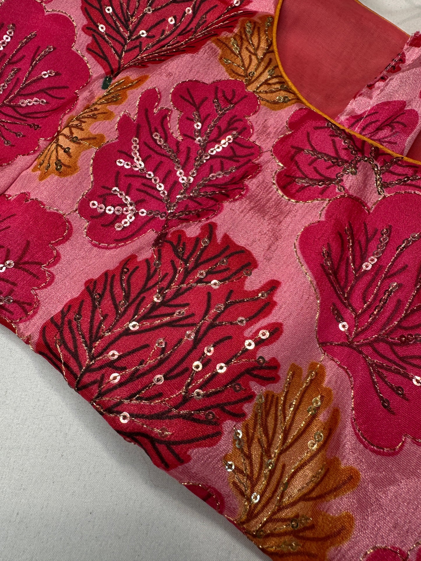 Pink Tissue  Kalamkari Sequence Blouse