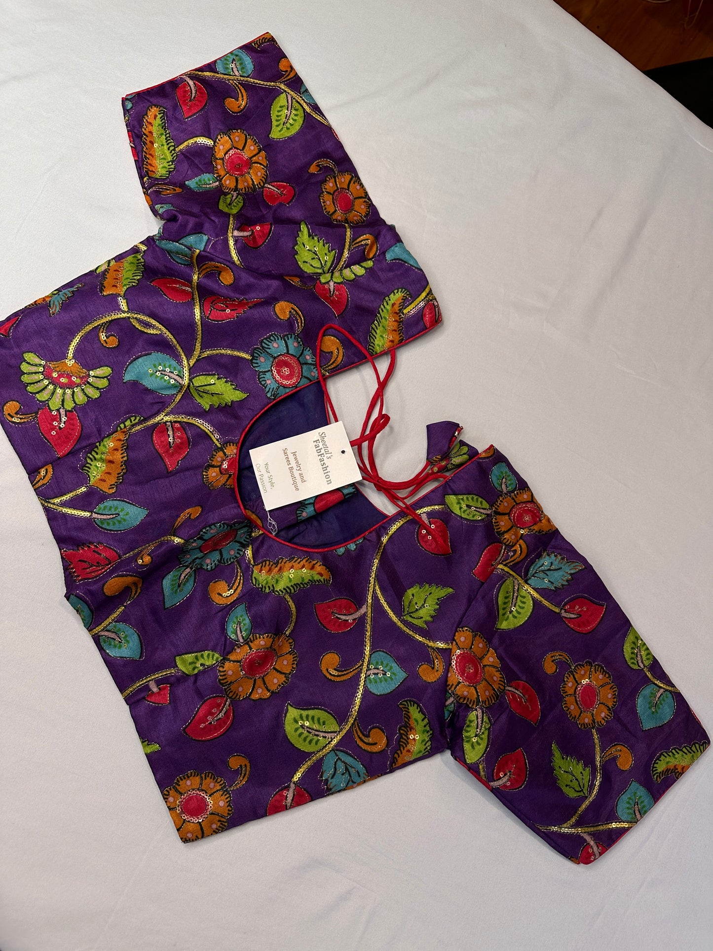 Kalamkari Sequence FLoral Multi Color  Blouse