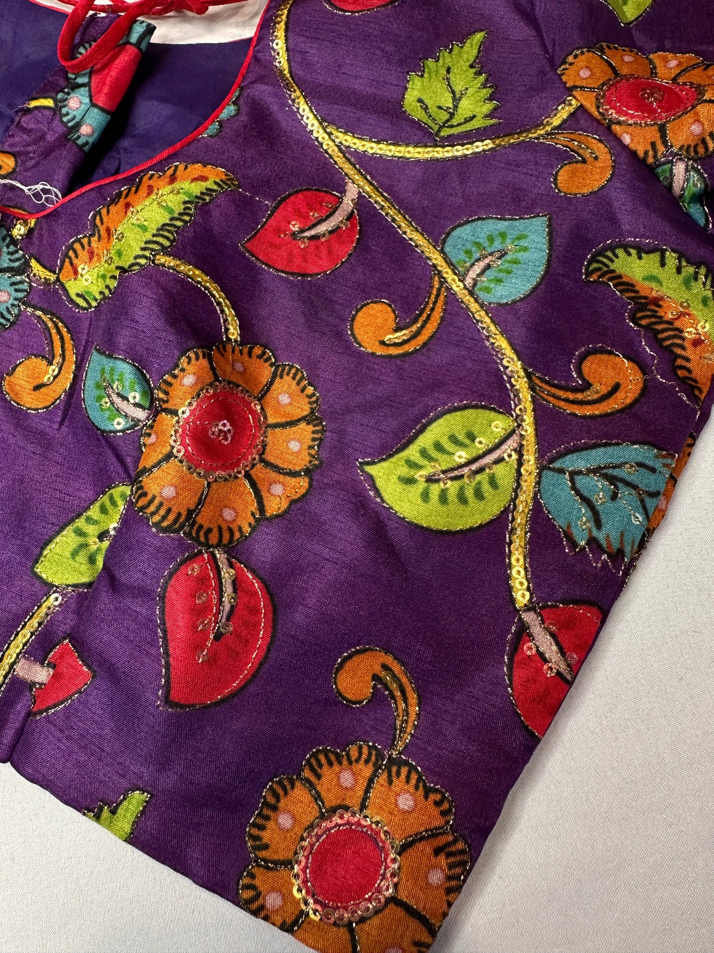 Kalamkari Sequence FLoral Multi Color  Blouse