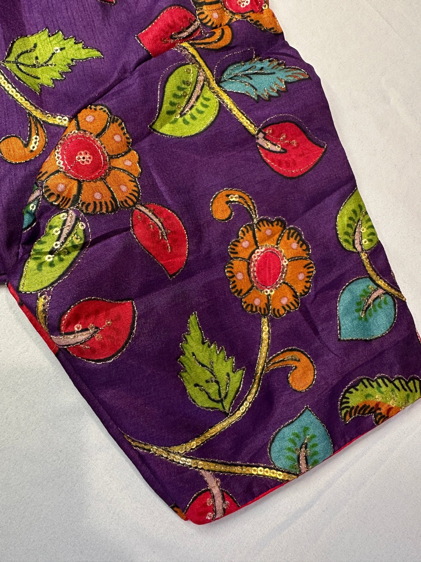 Kalamkari Sequence FLoral Multi Color  Blouse