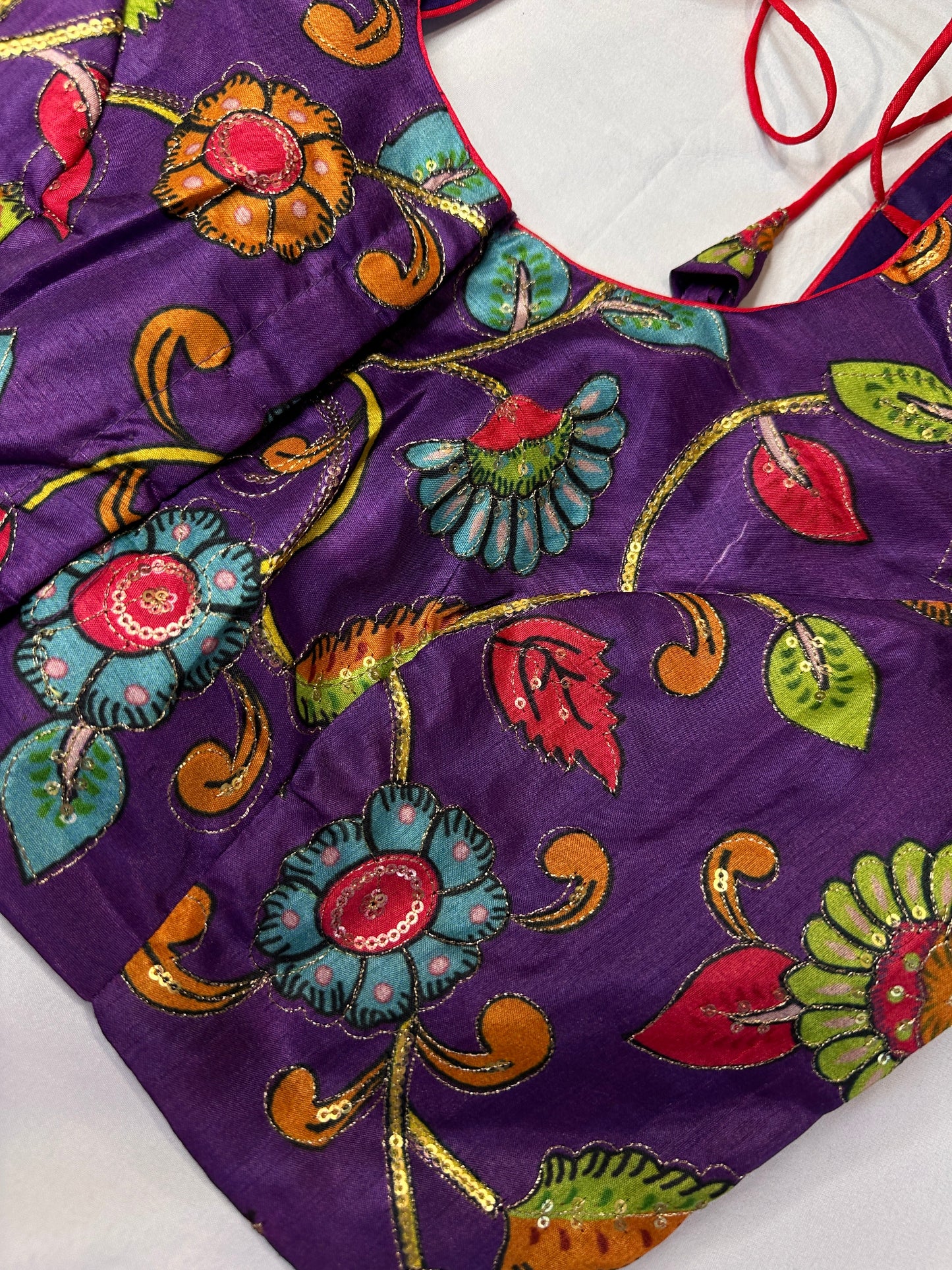 Kalamkari Sequence FLoral Multi Color  Blouse