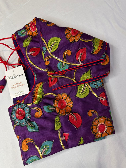 Kalamkari Sequence FLoral Multi Color  Blouse