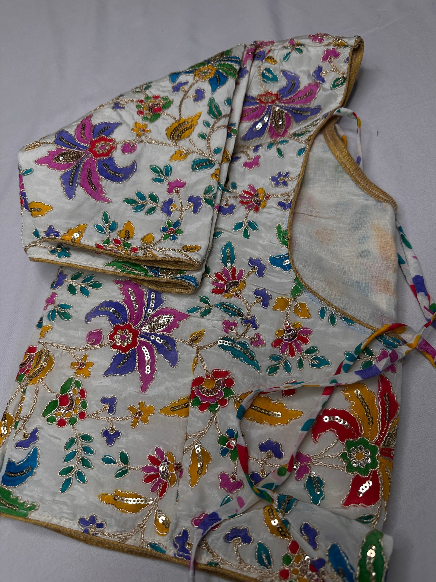 Kalamkari Sequence FLoral Multi Color  Blouse