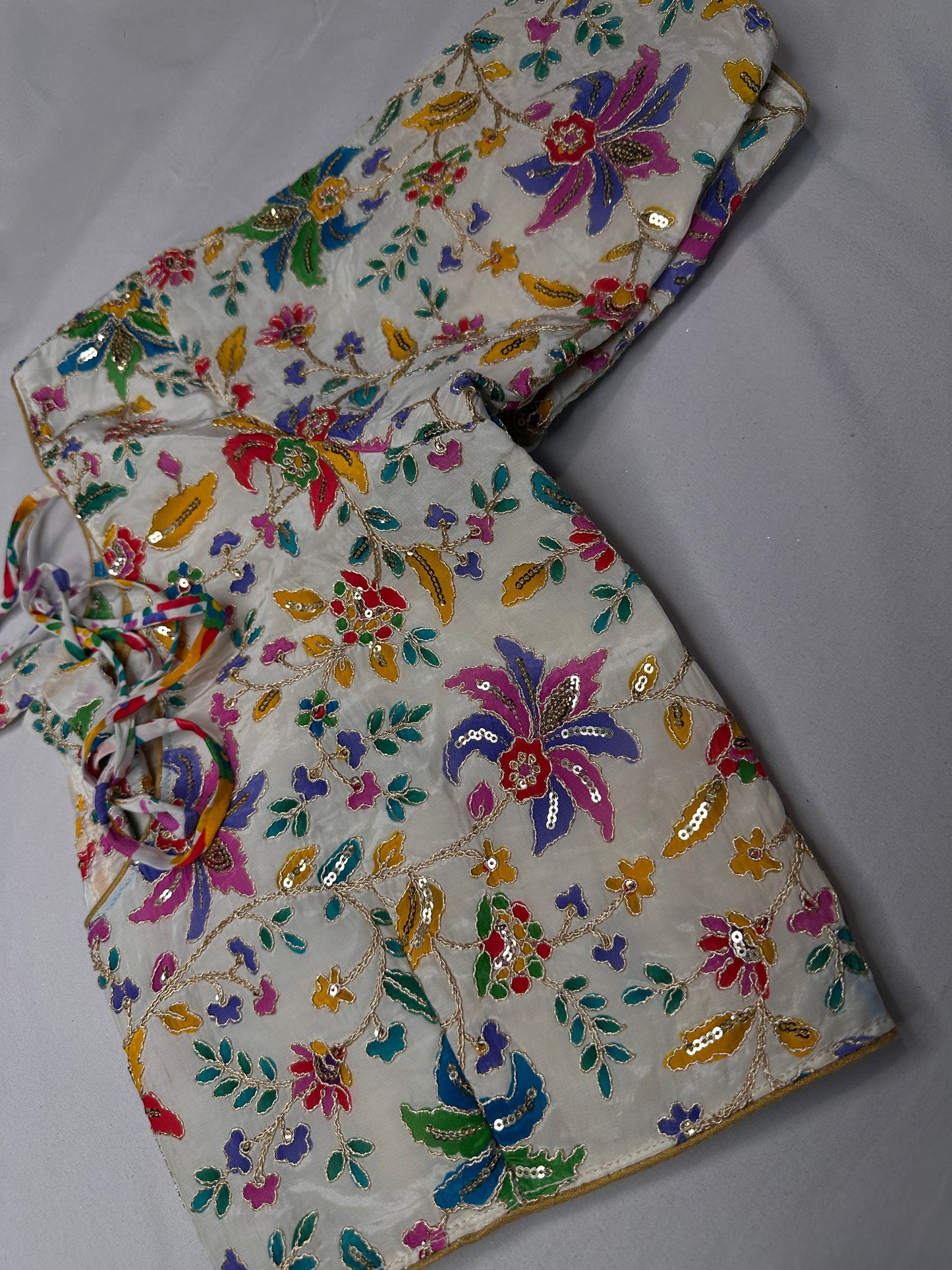 Kalamkari Sequence FLoral Multi Color  Blouse