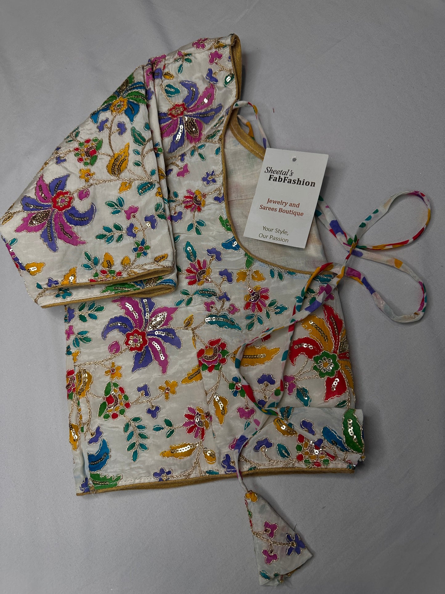 Kalamkari Sequence FLoral Multi Color  Blouse