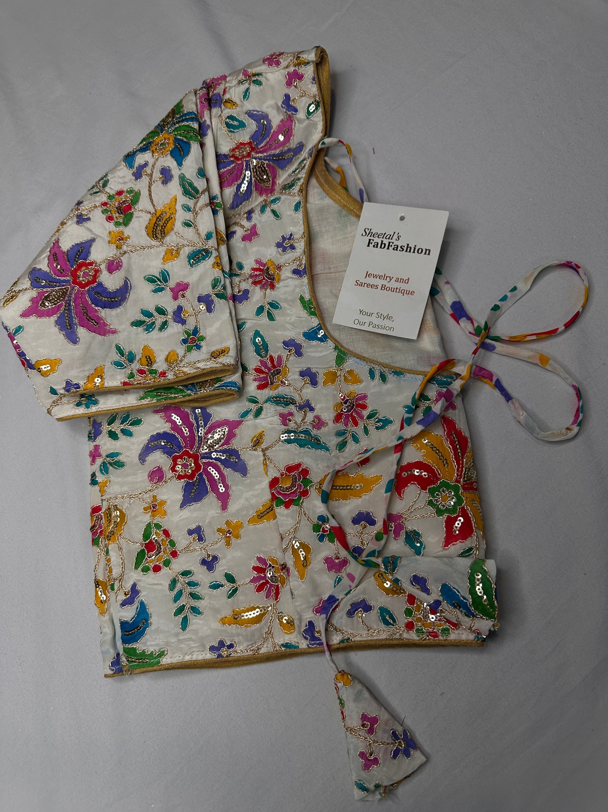 Kalamkari Sequence FLoral Multi Color  Blouse