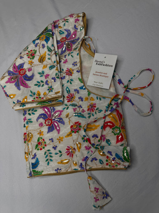 Kalamkari Sequence FLoral Multi Color  Blouse