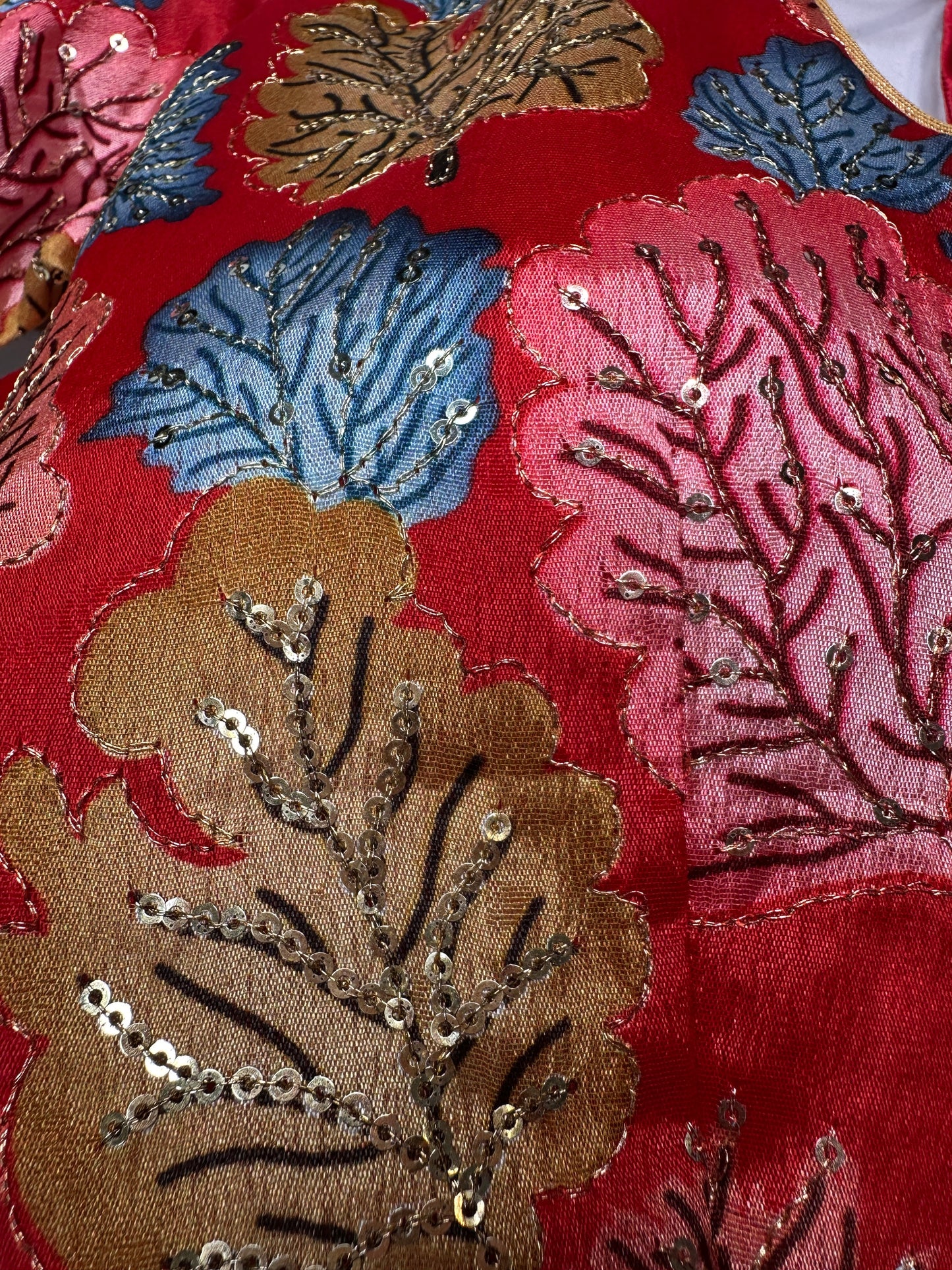 Pink Tissue  Kalamkari Sequence Blouse