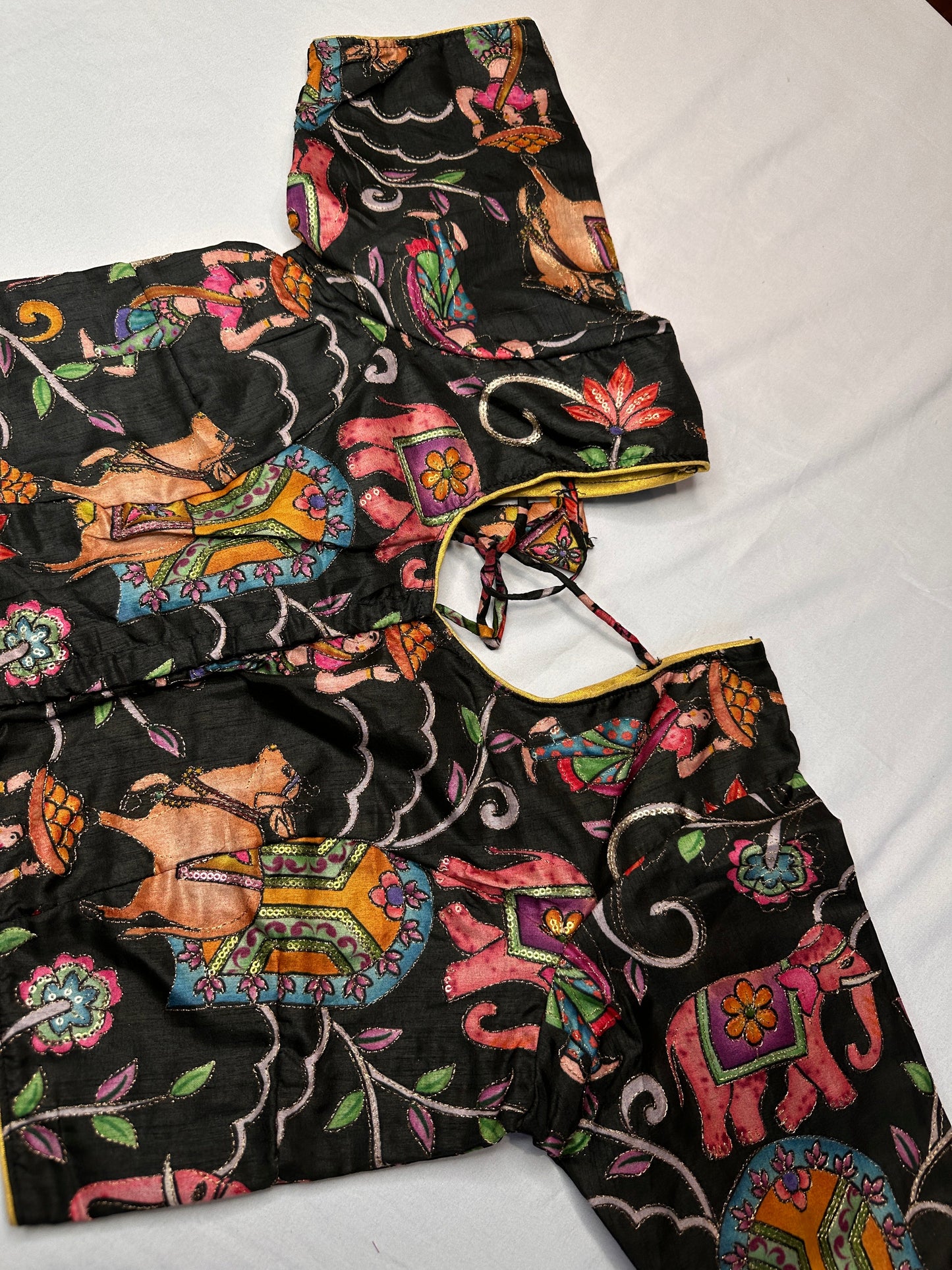 Black Silk Kalamkari Sequence Blouse