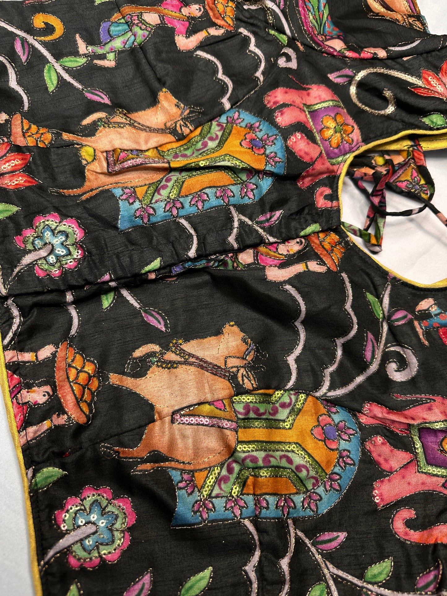 Black Silk Kalamkari Sequence Blouse