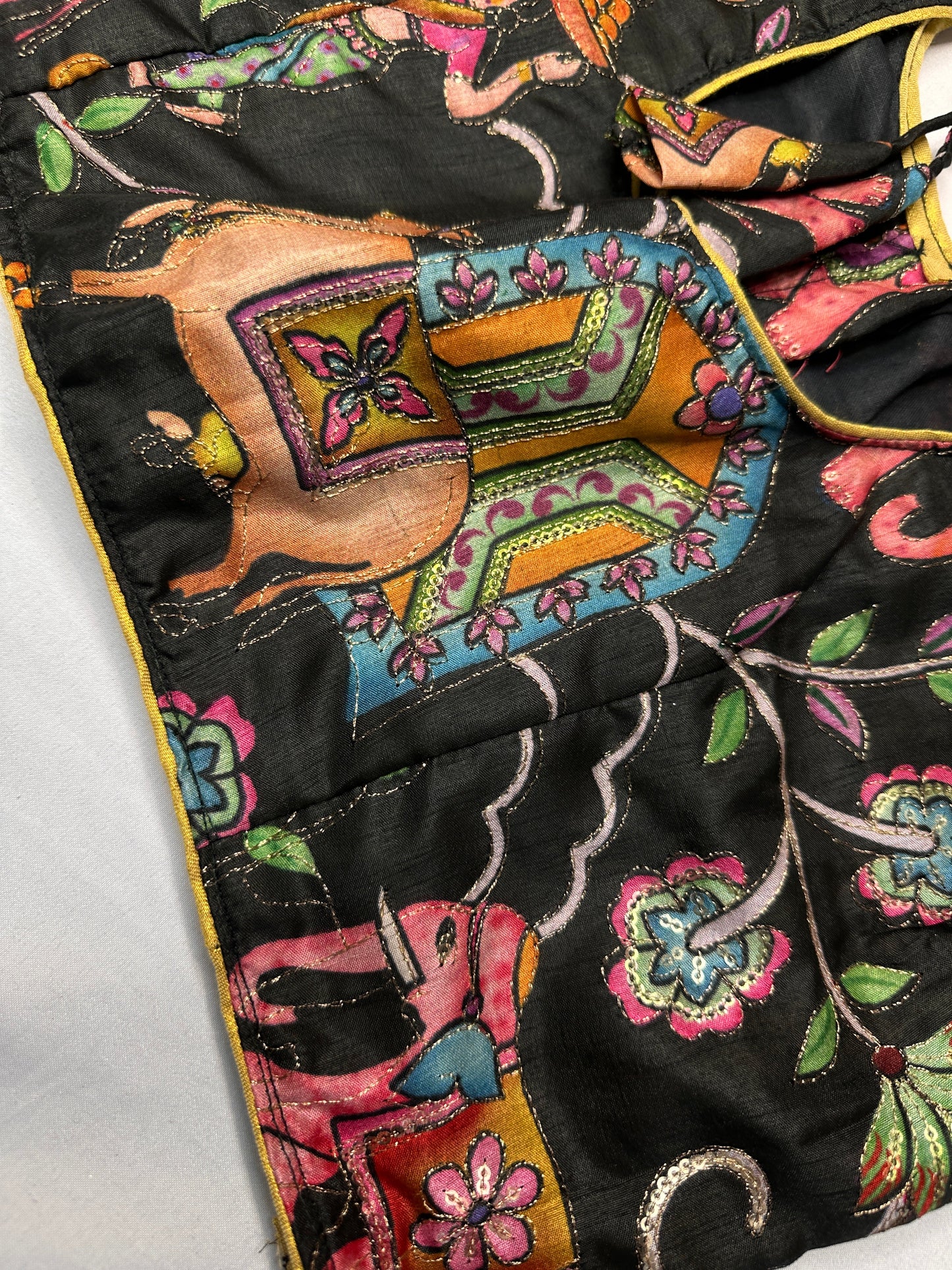 Black Silk Kalamkari Sequence Blouse