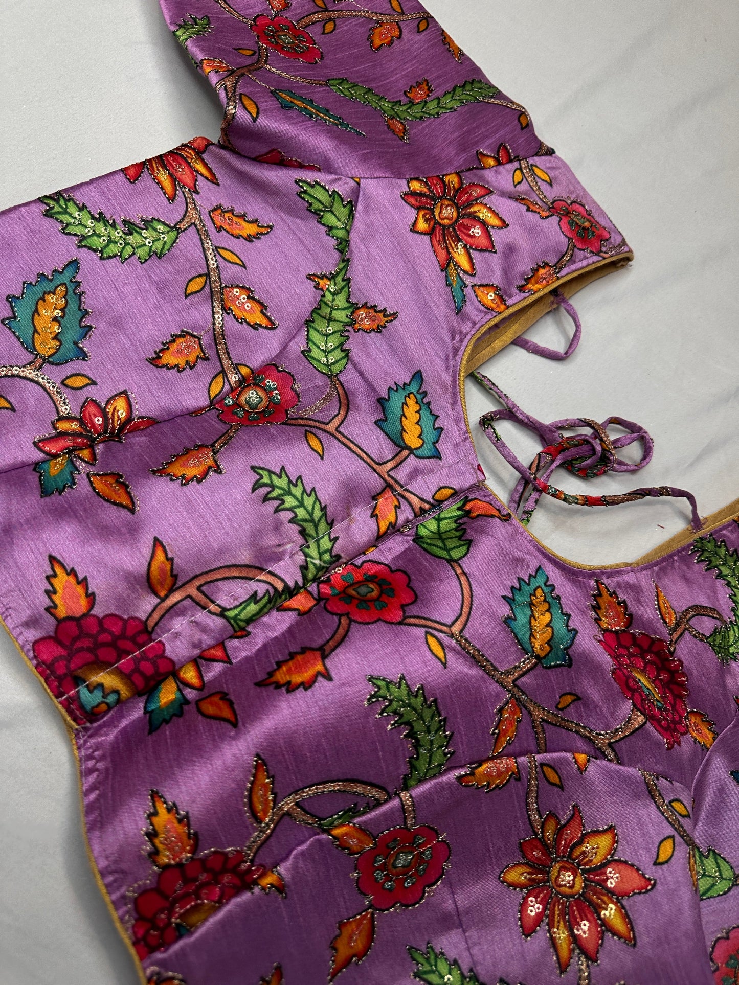 Purple Silk Kalamkari Sequence Blouse