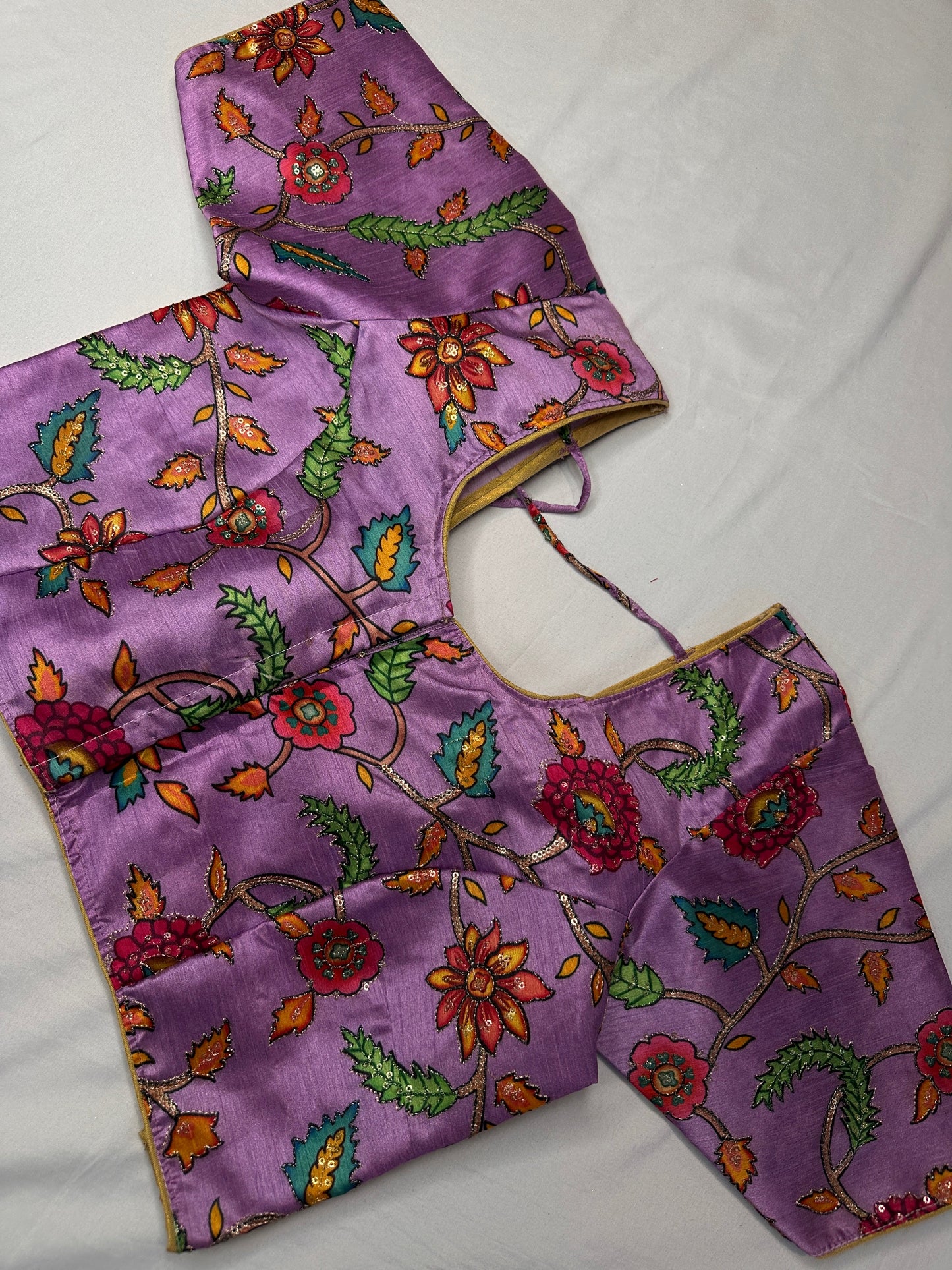 Purple Silk Kalamkari Sequence Blouse