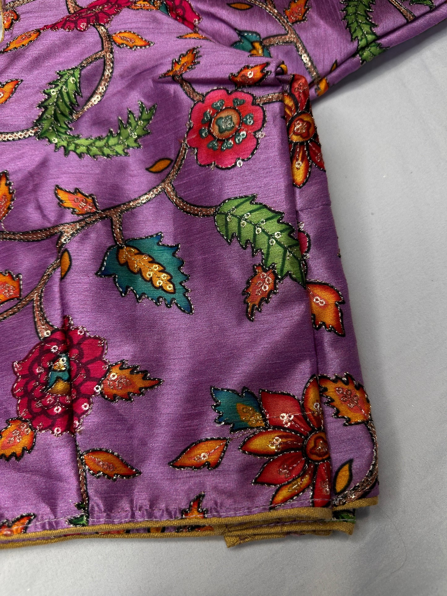 Purple Silk Kalamkari Sequence Blouse
