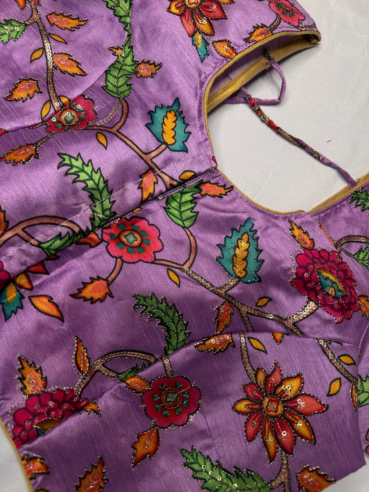 Purple Silk Kalamkari Sequence Blouse