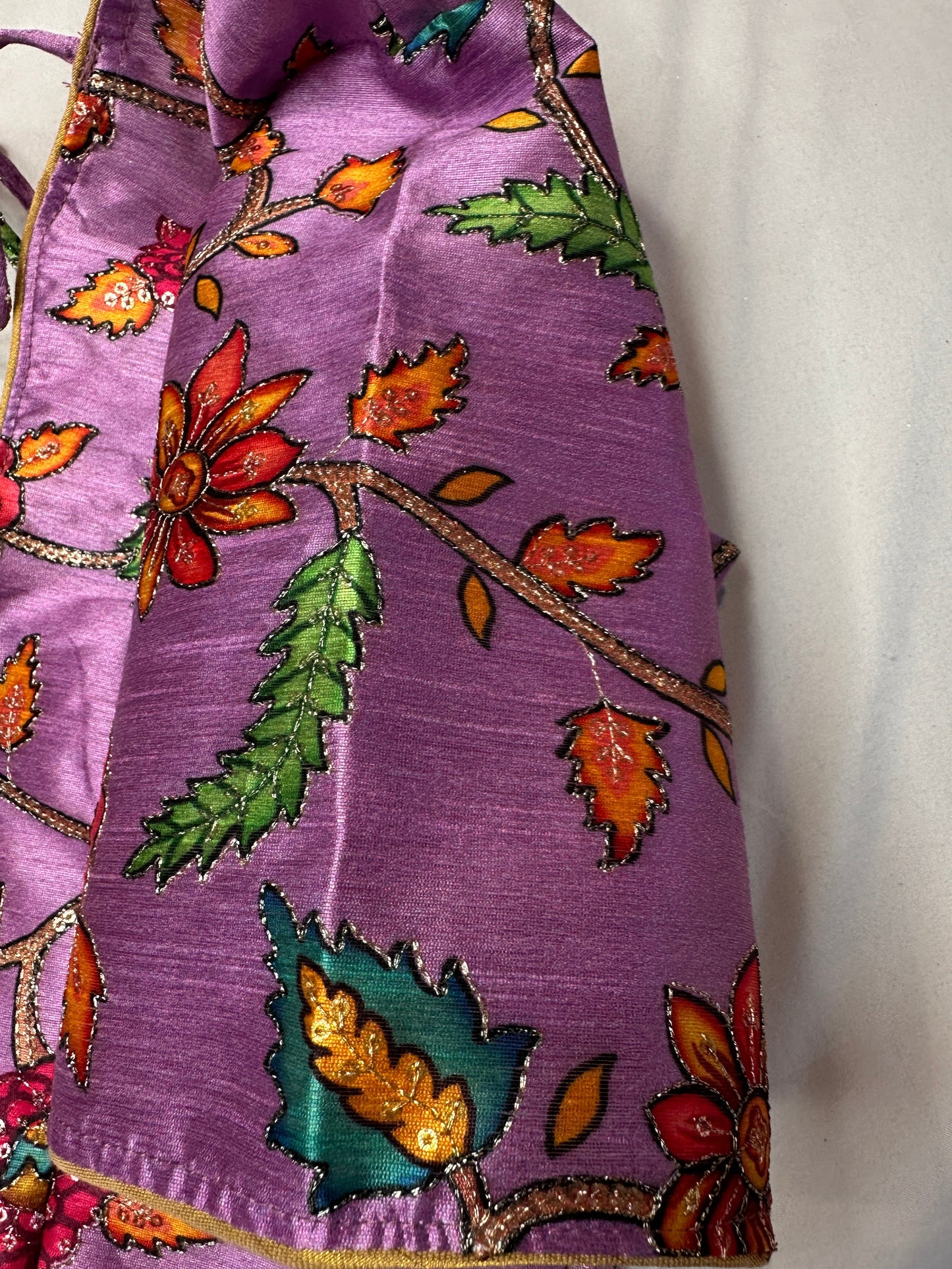 Purple Silk Kalamkari Sequence Blouse