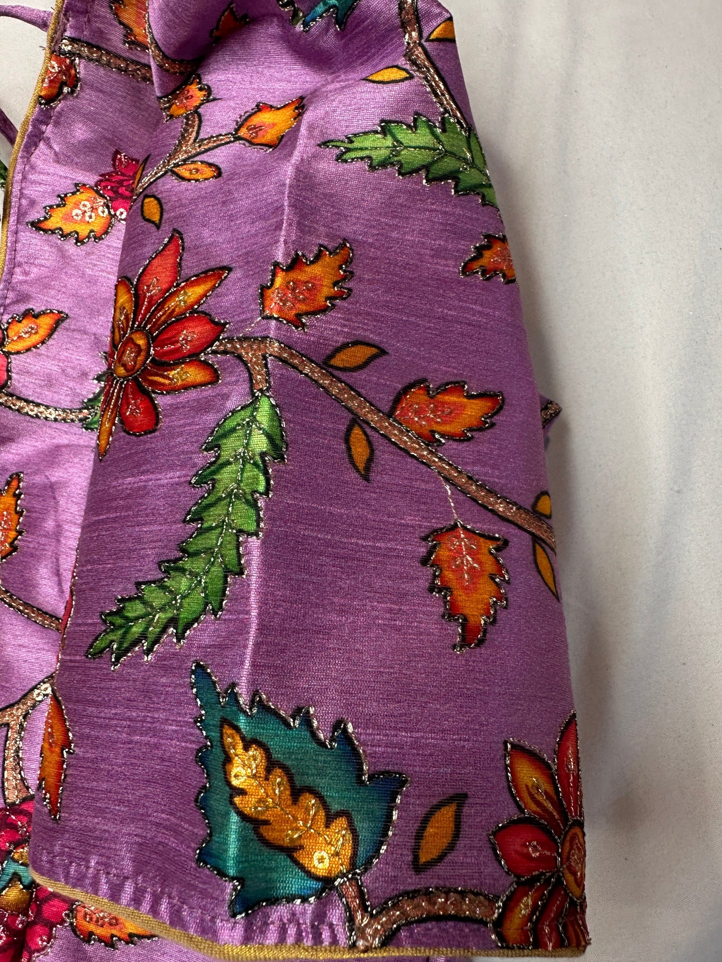 Purple Silk Kalamkari Sequence Blouse