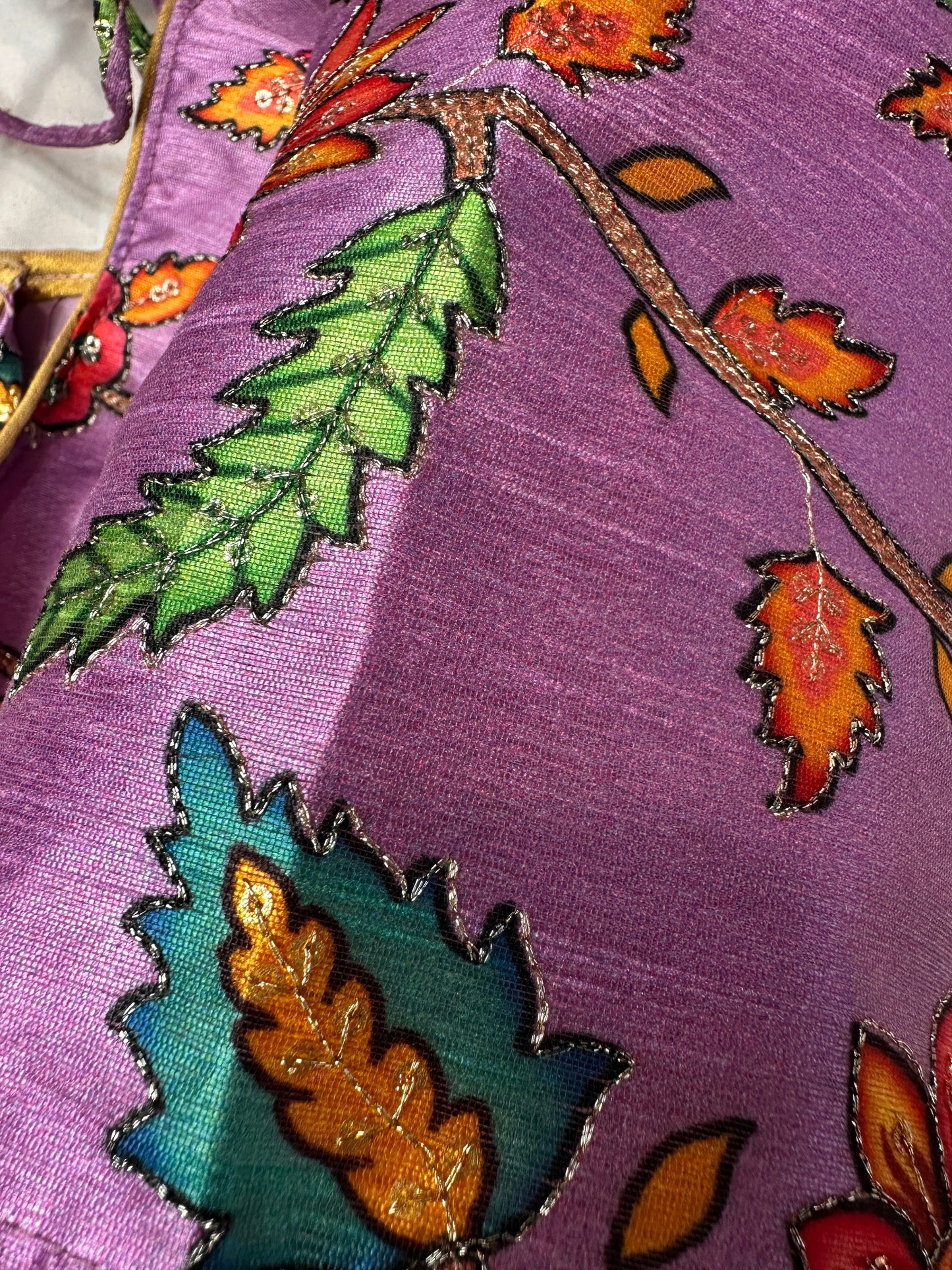 Purple Silk Kalamkari Sequence Blouse