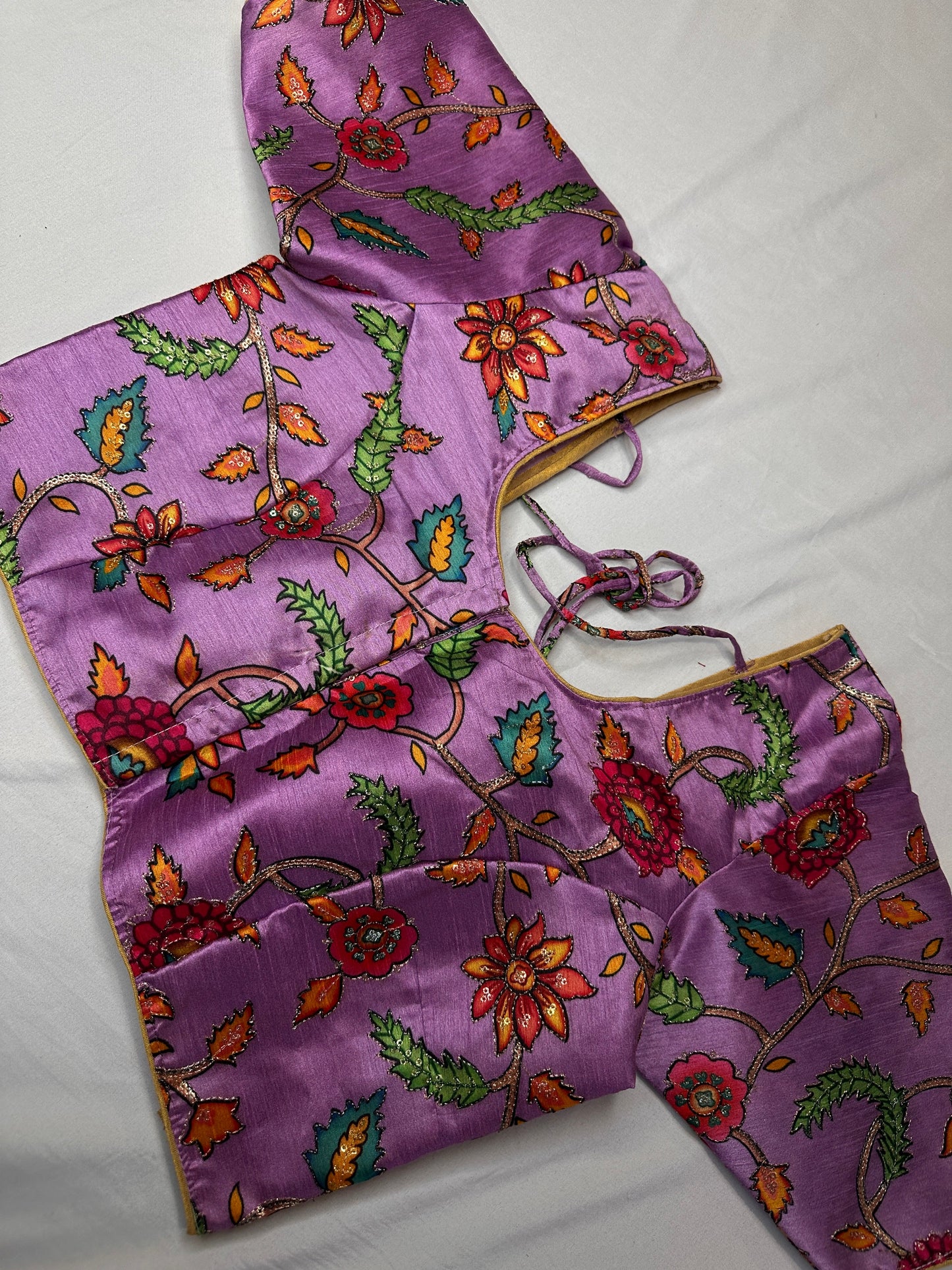 Purple Silk Kalamkari Sequence Blouse