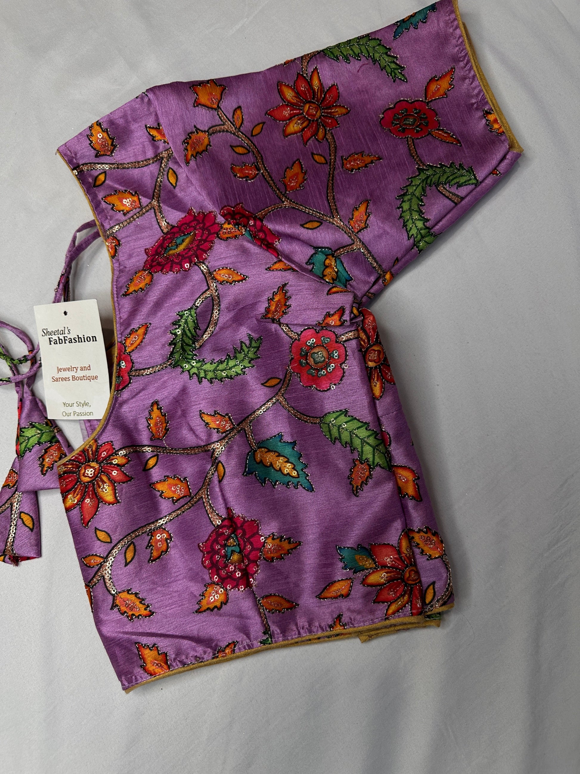 Purple Silk Kalamkari Sequence Blouse