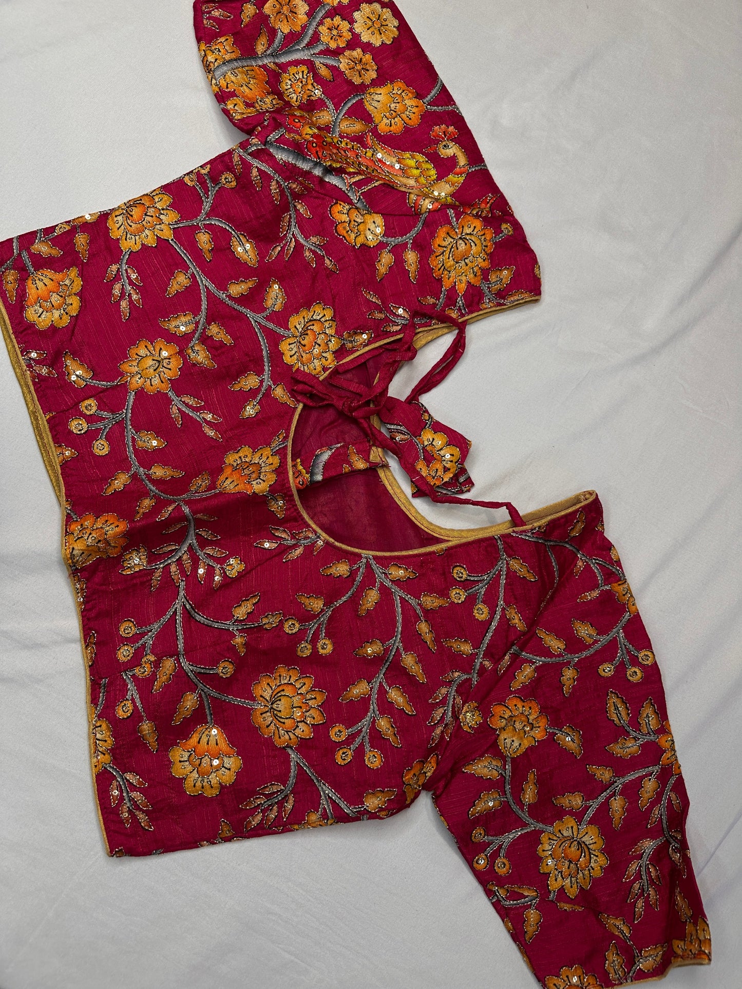 Pink Silk Kalamkari Sequence Blouse