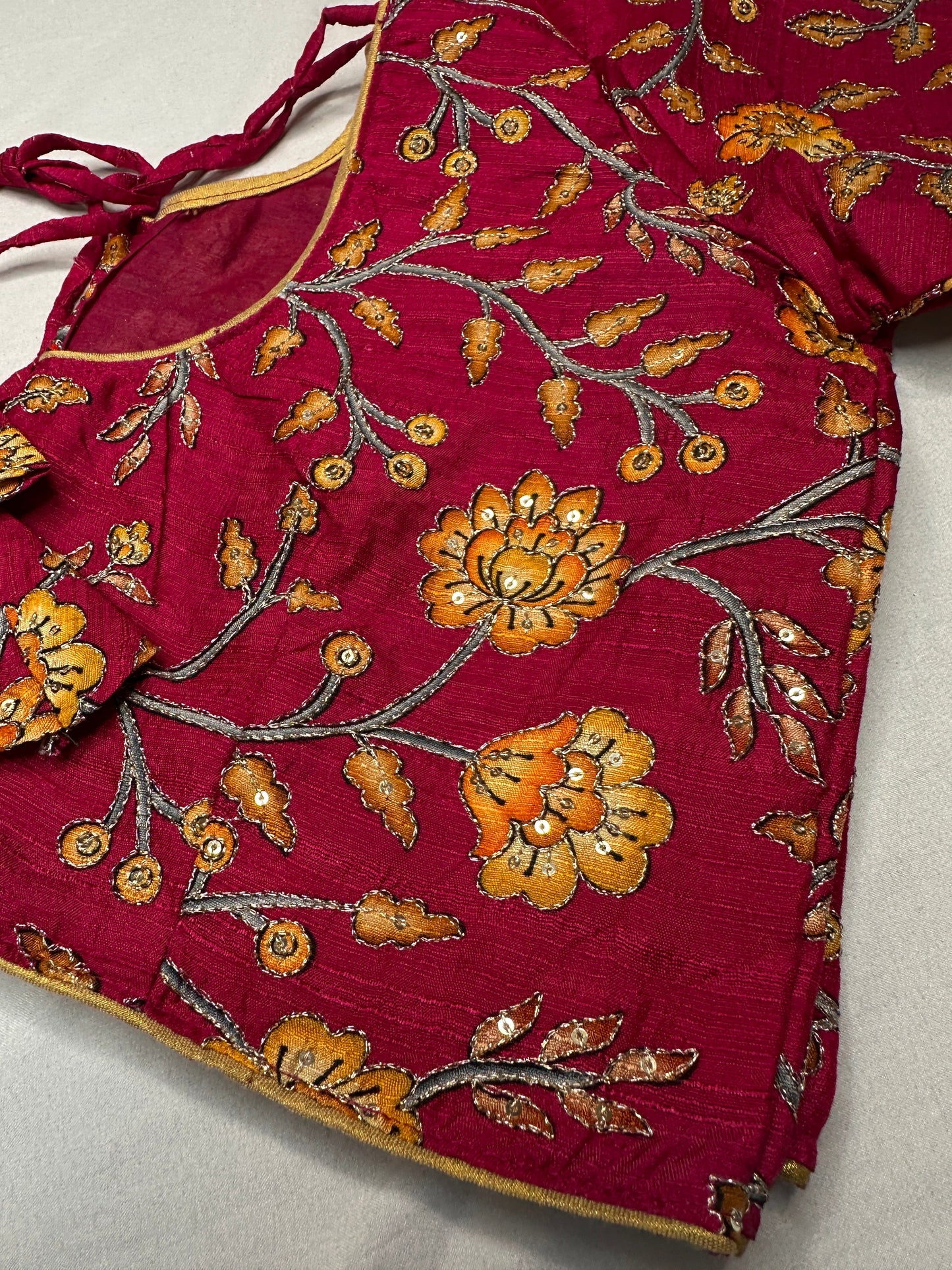 Pink Silk Kalamkari Sequence Blouse