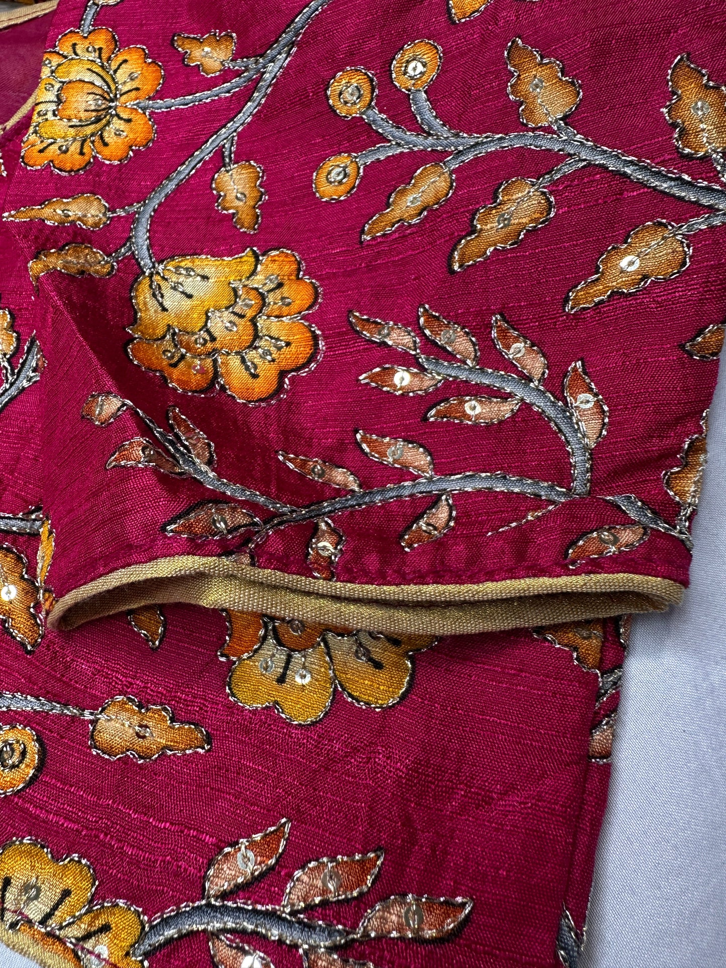 Pink Silk Kalamkari Sequence Blouse