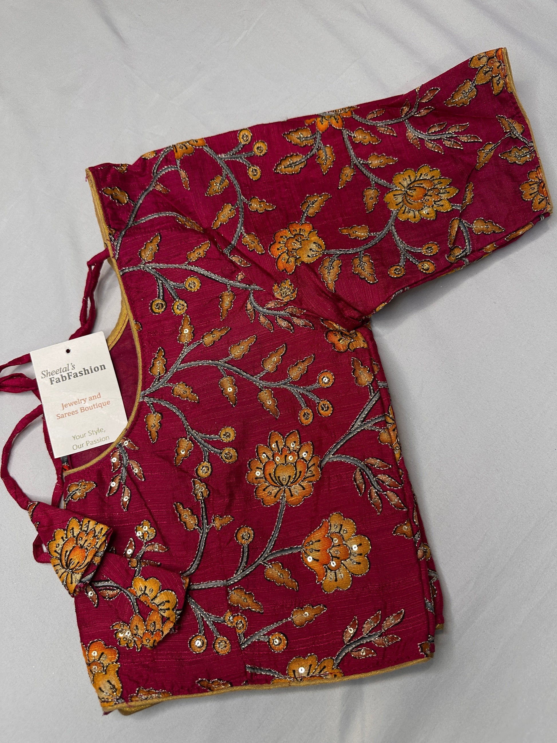 Pink Silk Kalamkari Sequence Blouse