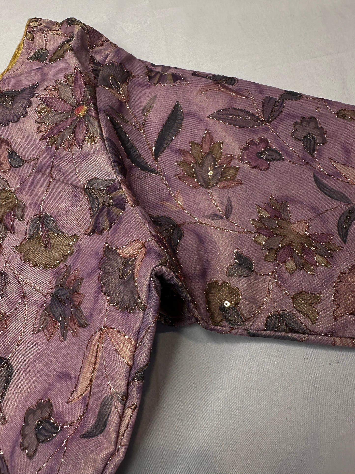 Mauve Purple Silk Kalamkari Sequence Blouse