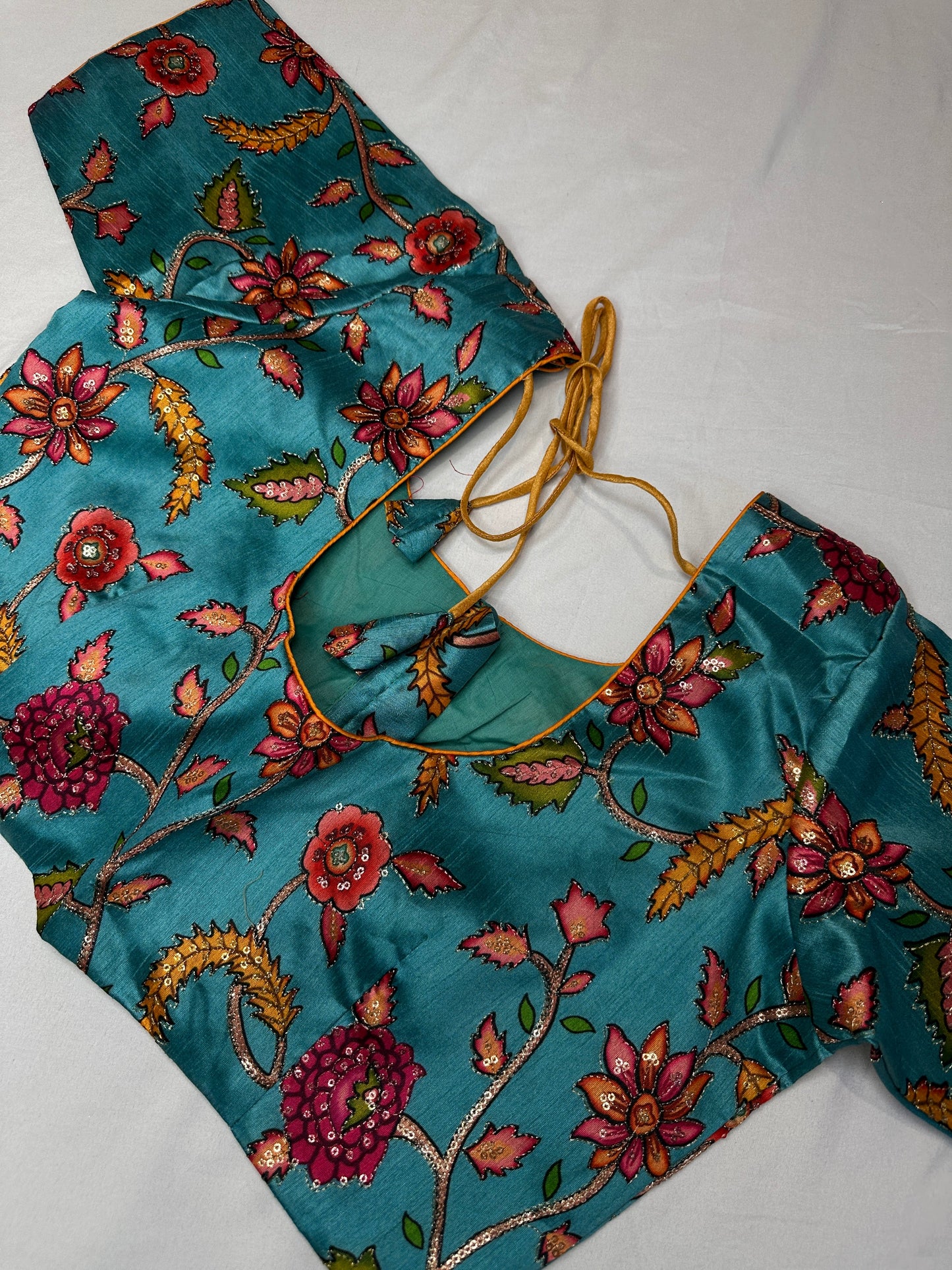 Blue Silk Kalamkari Sequence Blouse