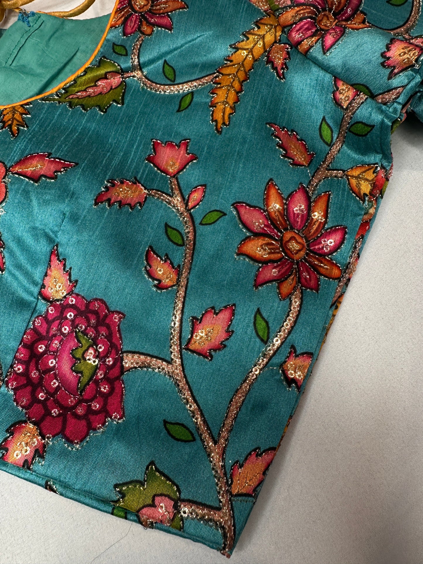 Blue Silk Kalamkari Sequence Blouse