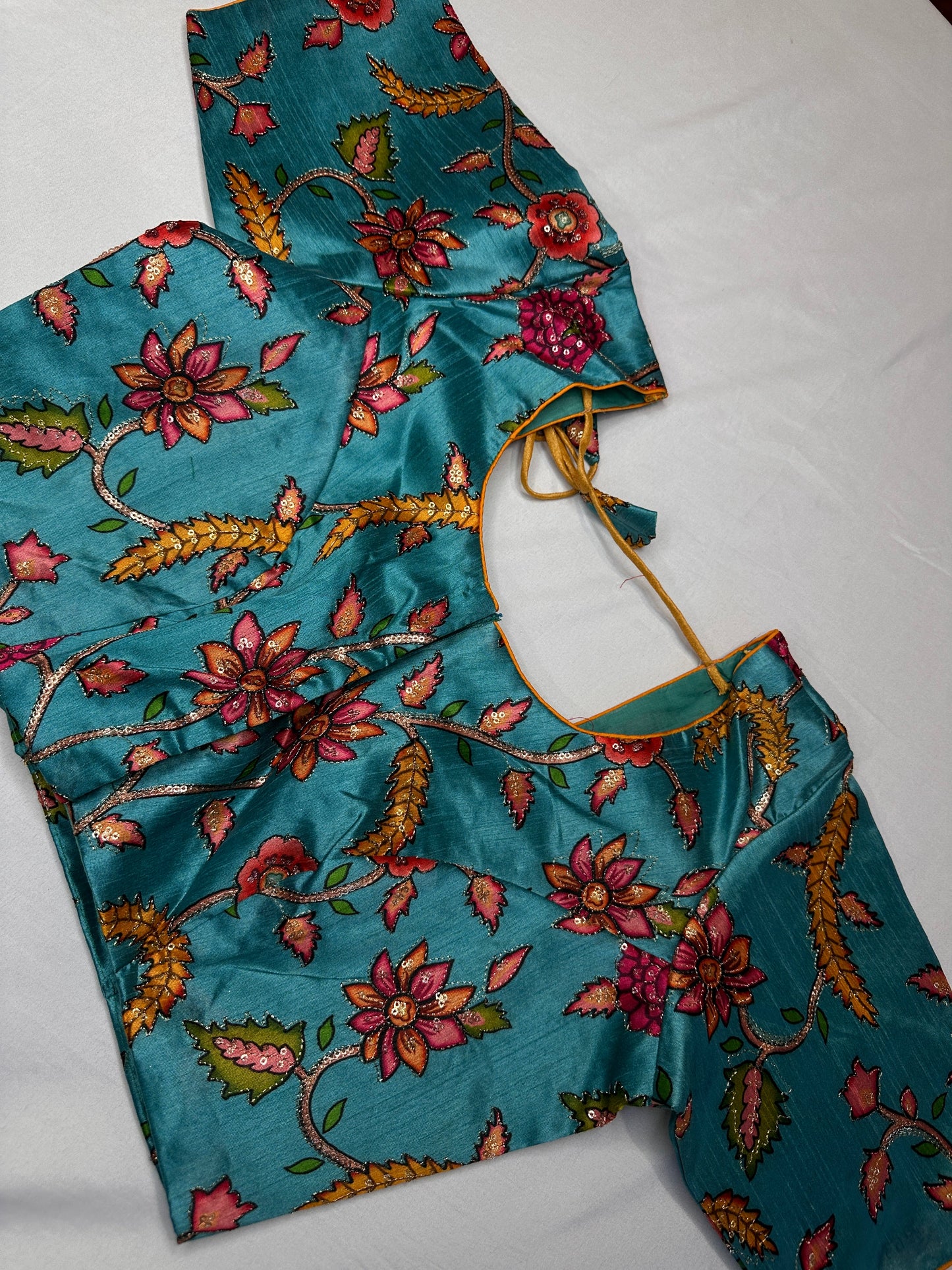 Blue Silk Kalamkari Sequence Blouse